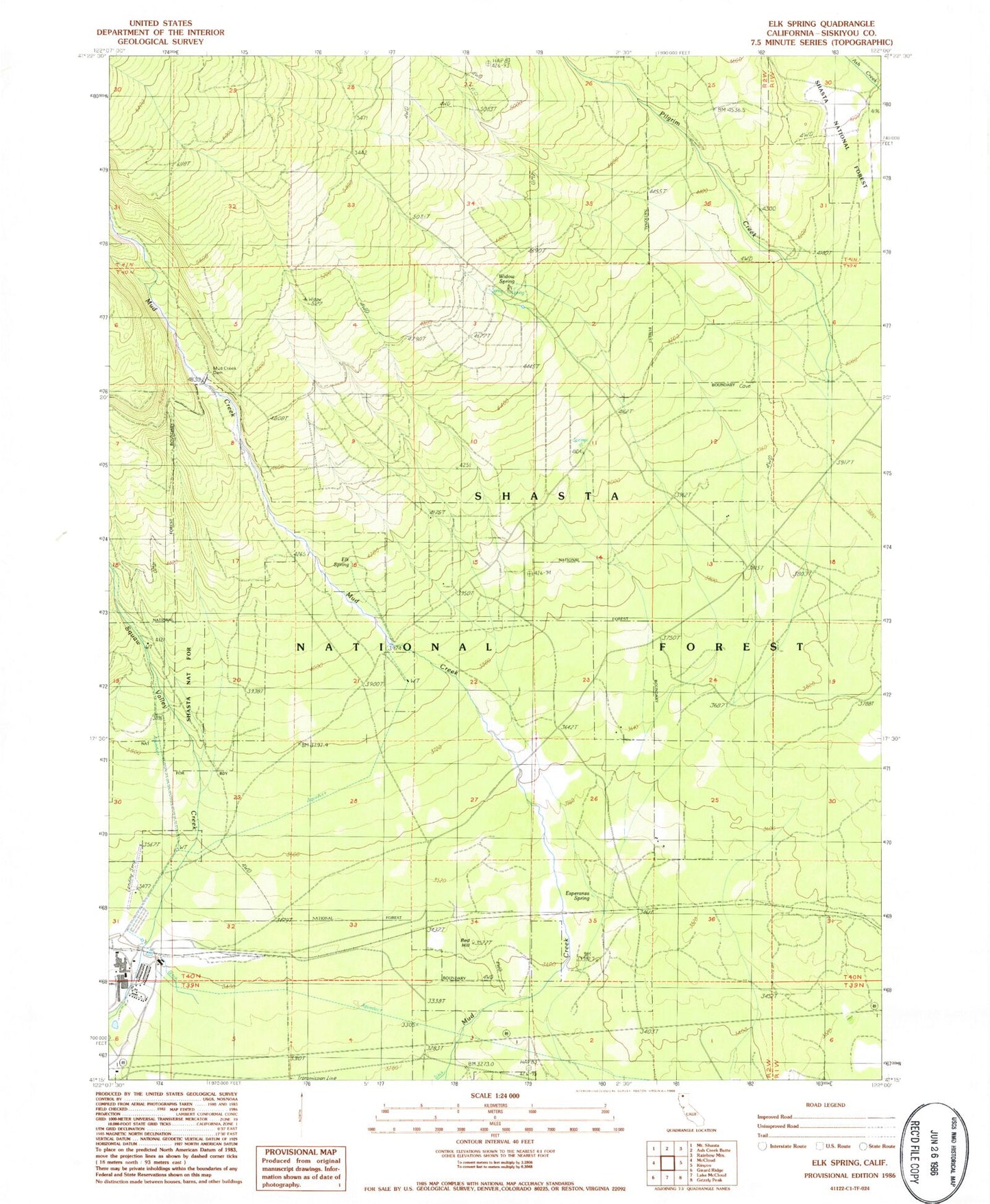 Classic USGS Elk Spring California 7.5'x7.5' Topo Map Image