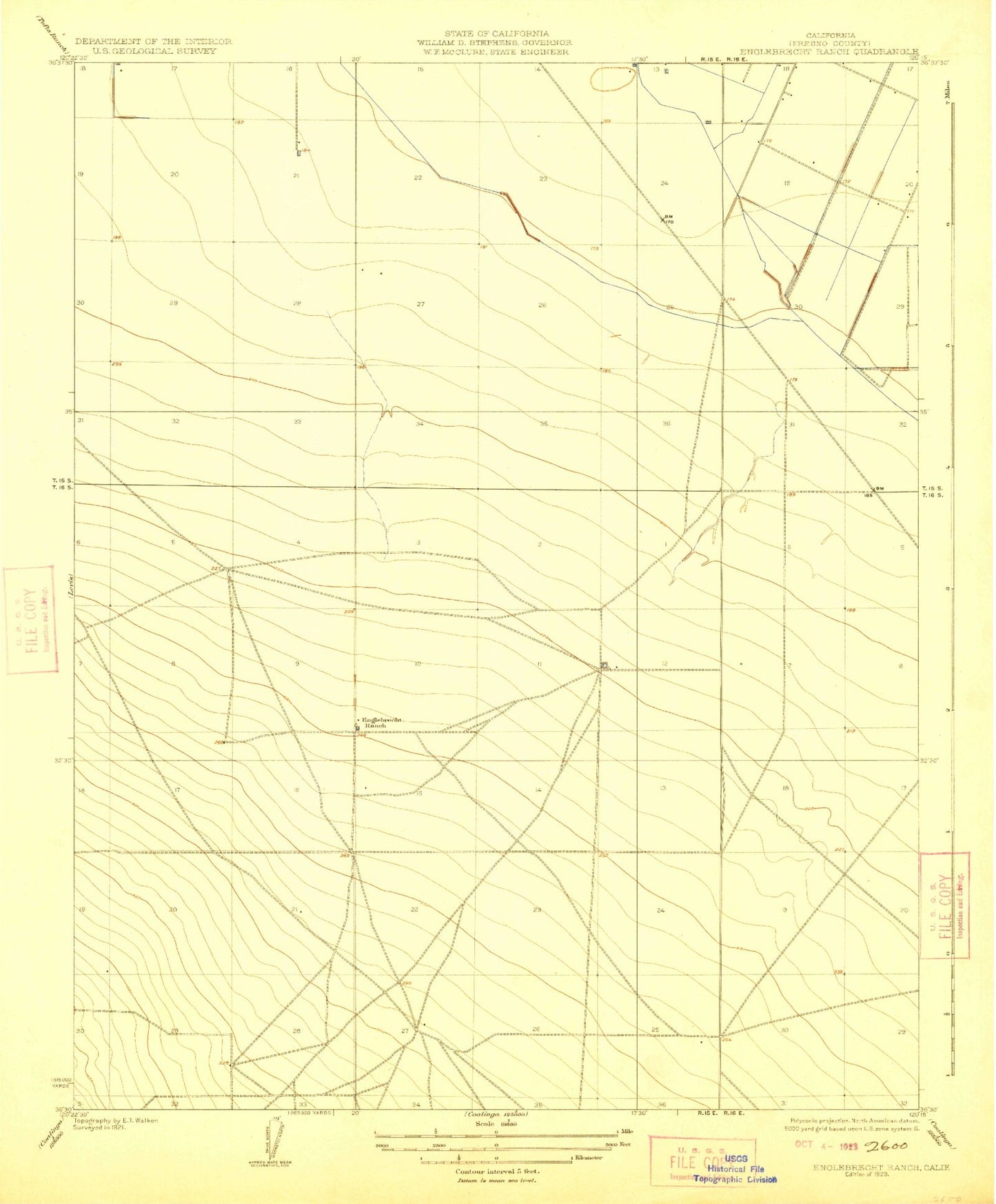 Classic USGS Cantua Creek California 7.5'x7.5' Topo Map Image
