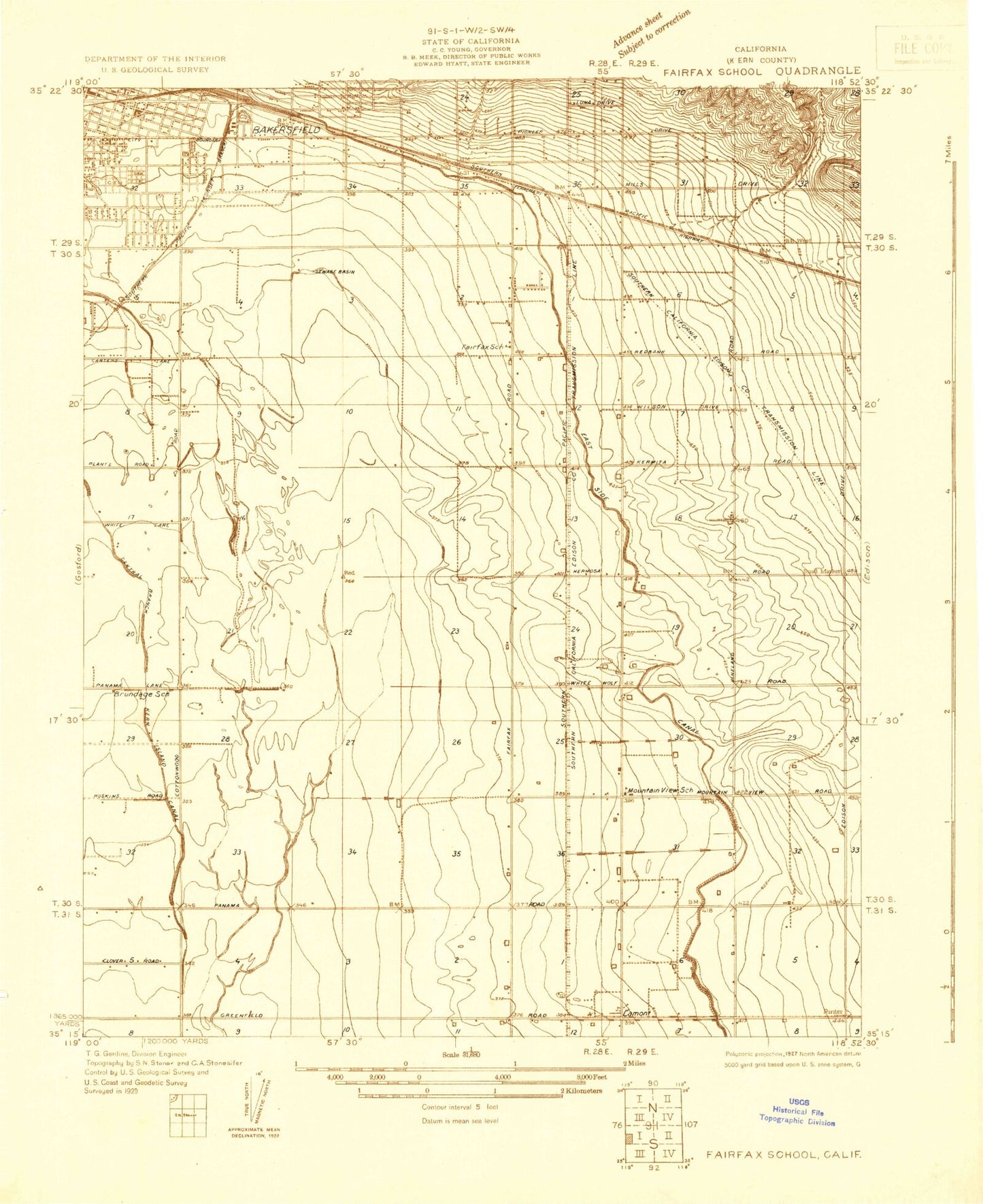 Classic USGS Lamont California 7.5'x7.5' Topo Map Image