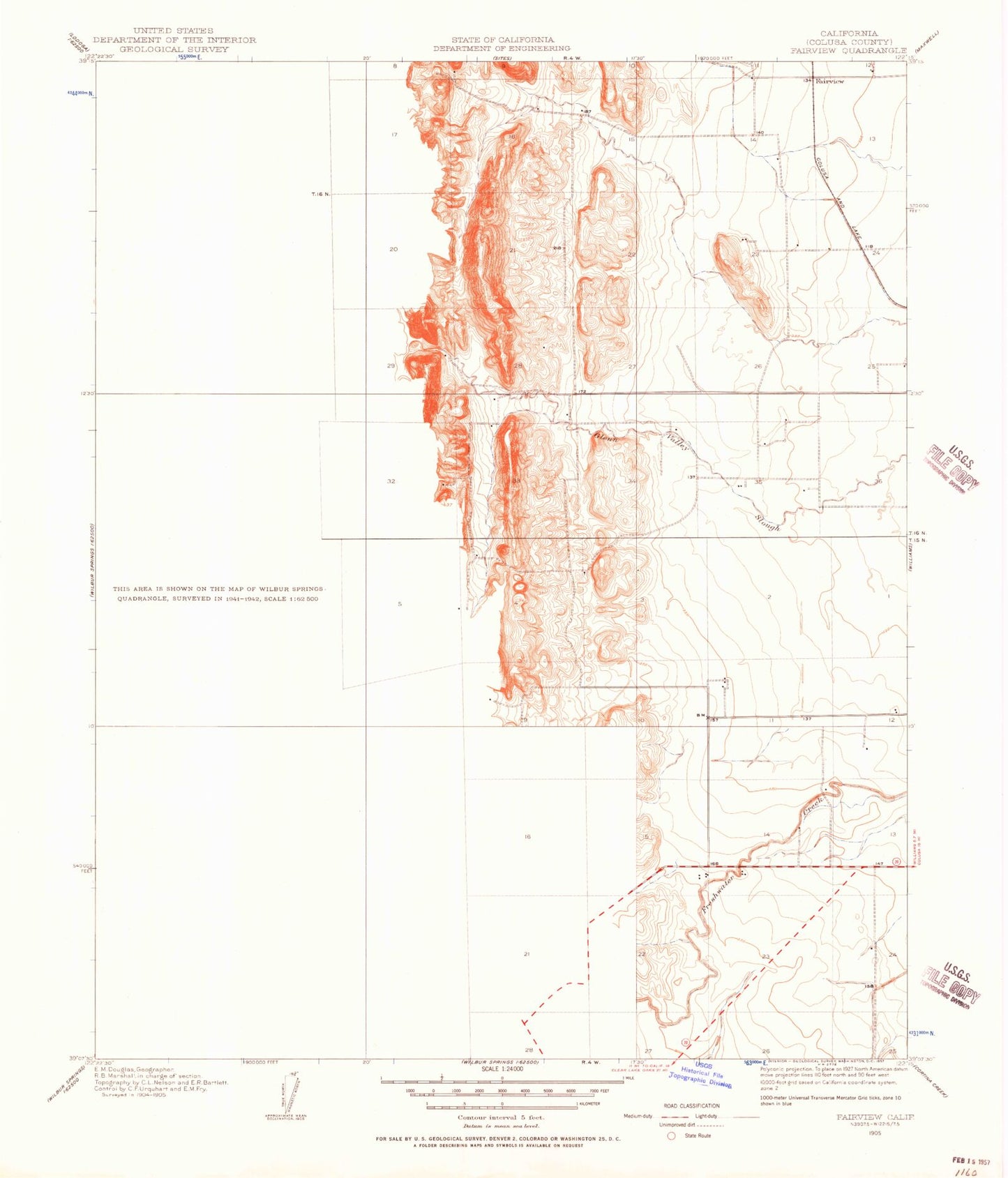 Classic USGS Fairview California 7.5'x7.5' Topo Map Image
