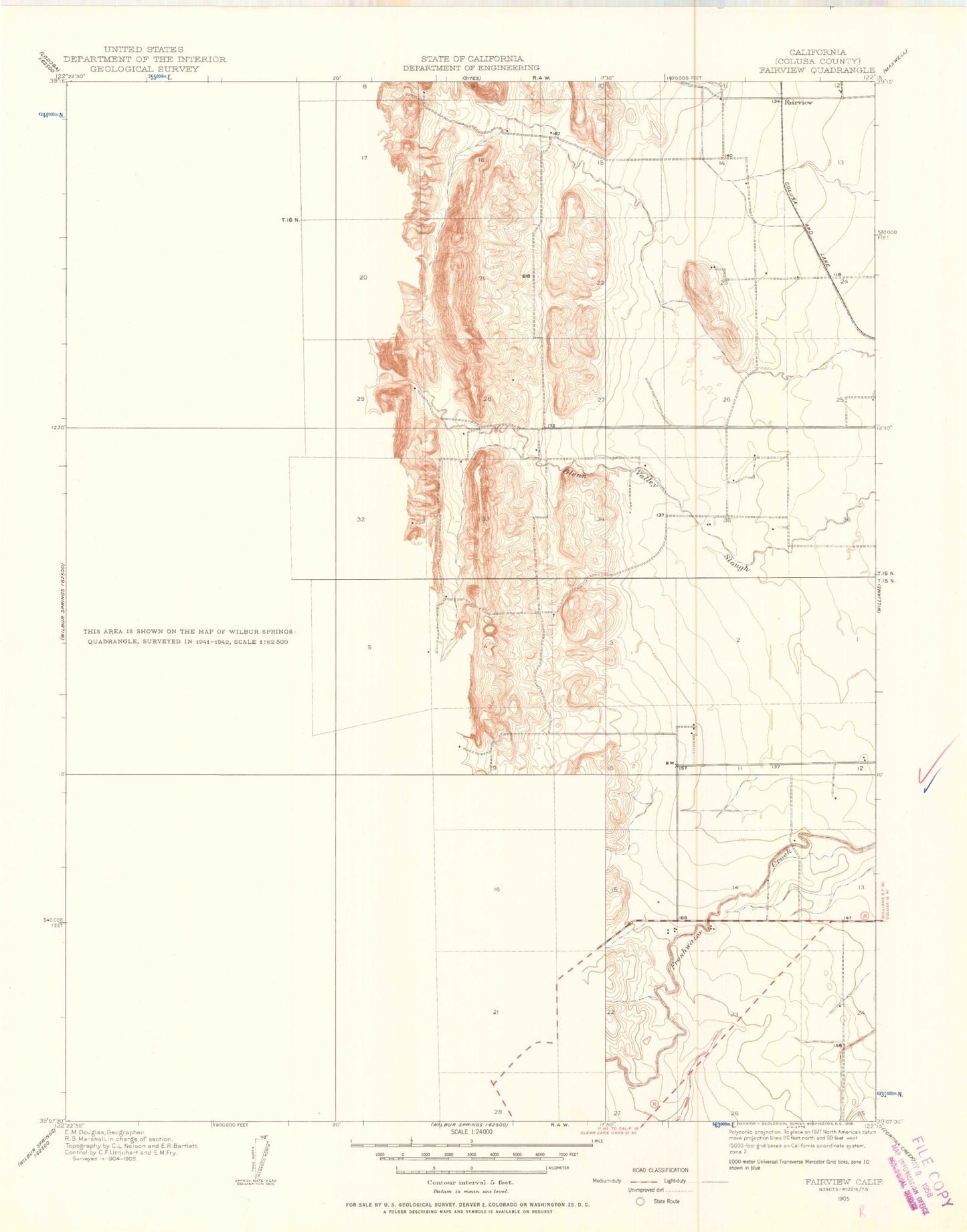 Classic USGS Manor Slough California 7.5'x7.5' Topo Map Image