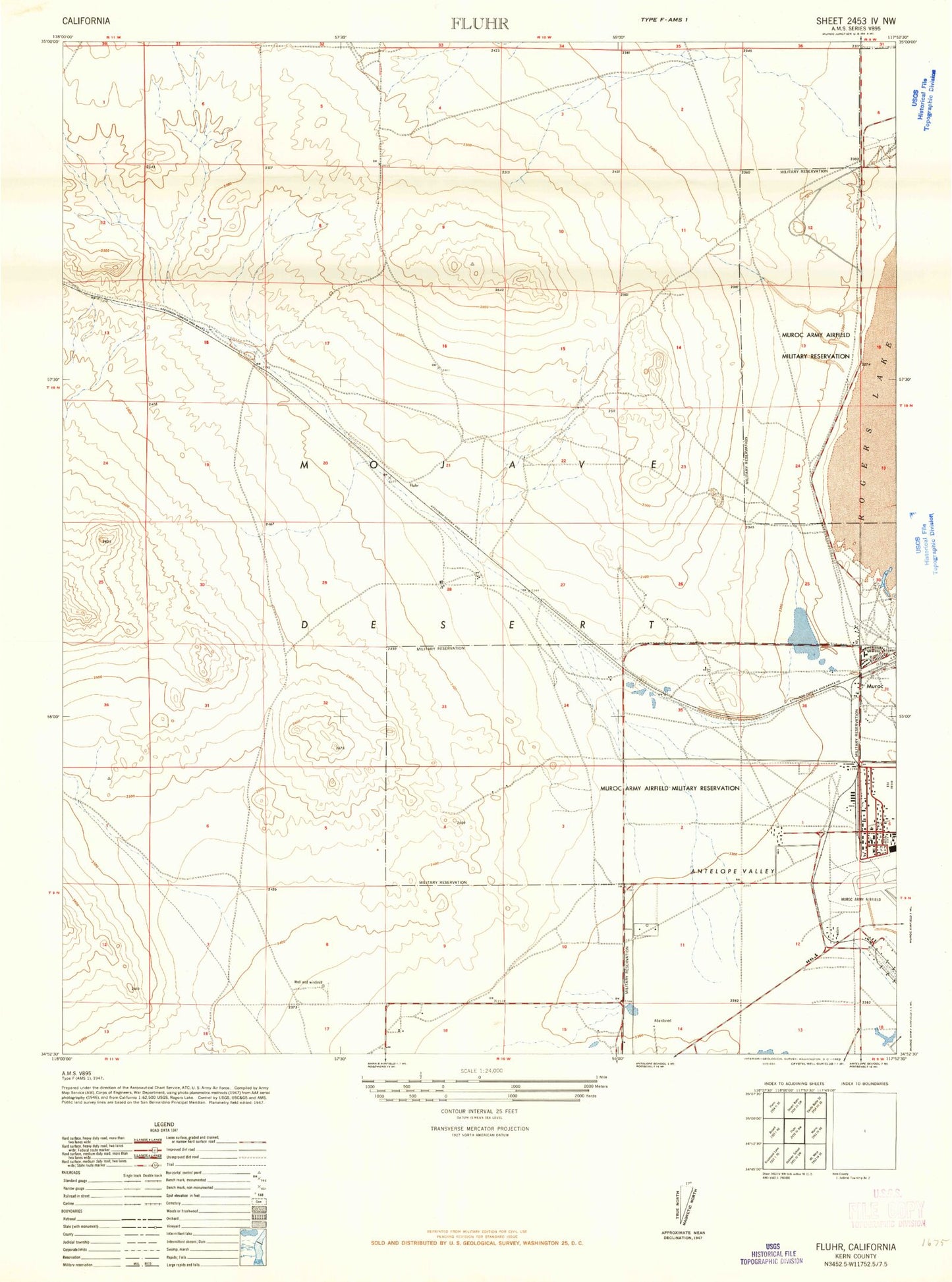 Classic USGS Edwards California 7.5'x7.5' Topo Map Image