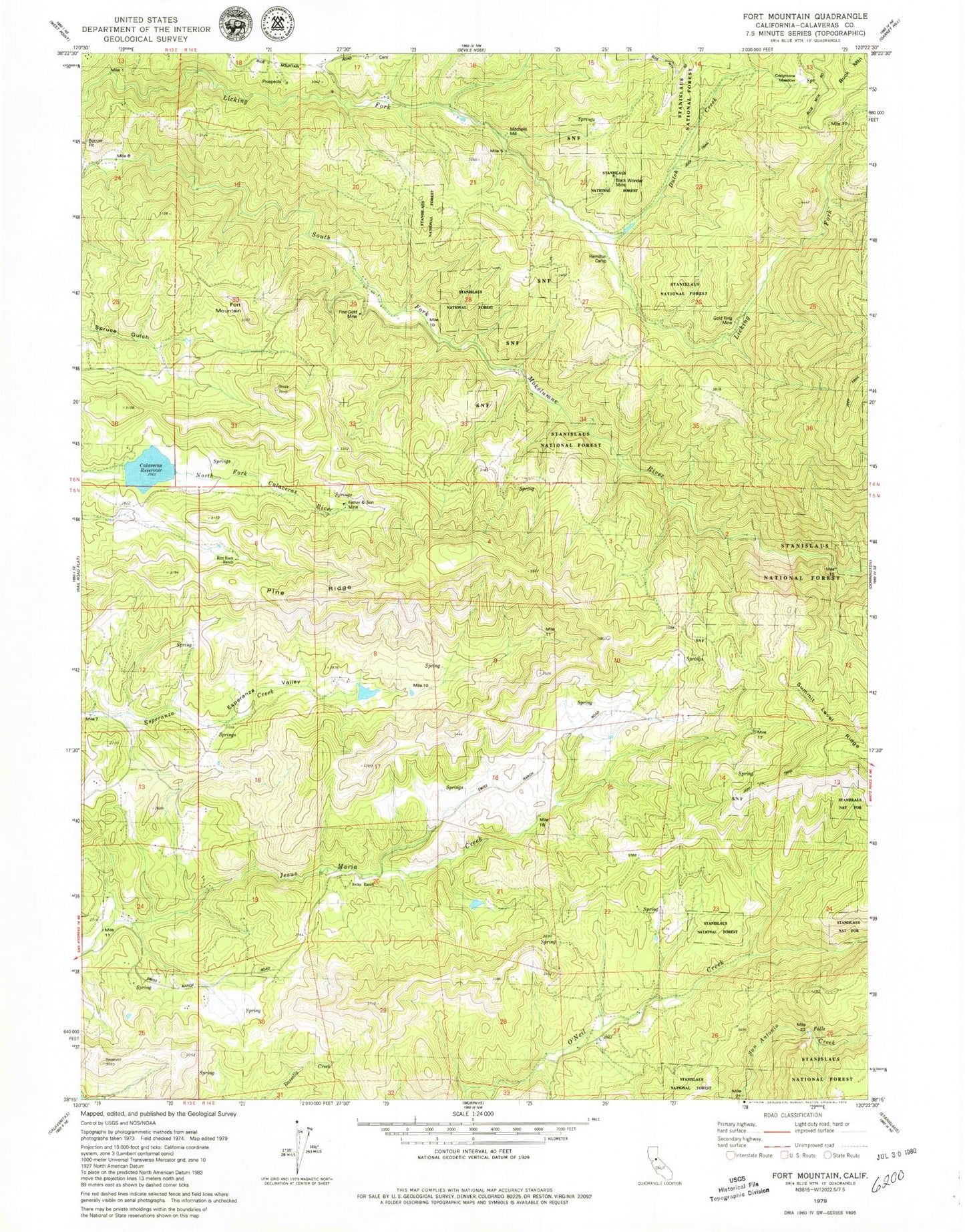 Classic USGS Fort Jones California 7.5'x7.5' Topo Map Image