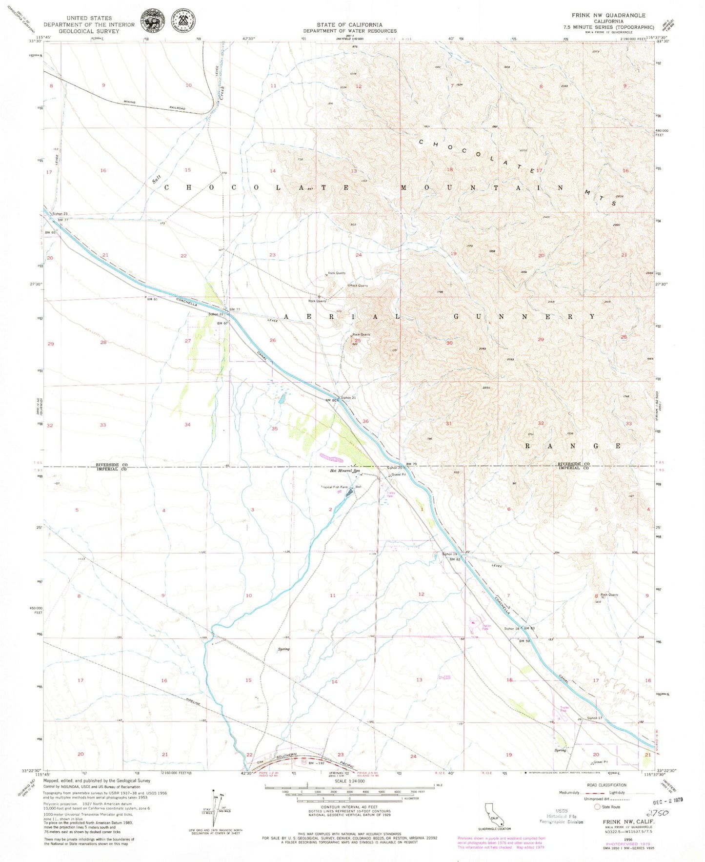 Classic USGS Frink NW California 7.5'x7.5' Topo Map Image