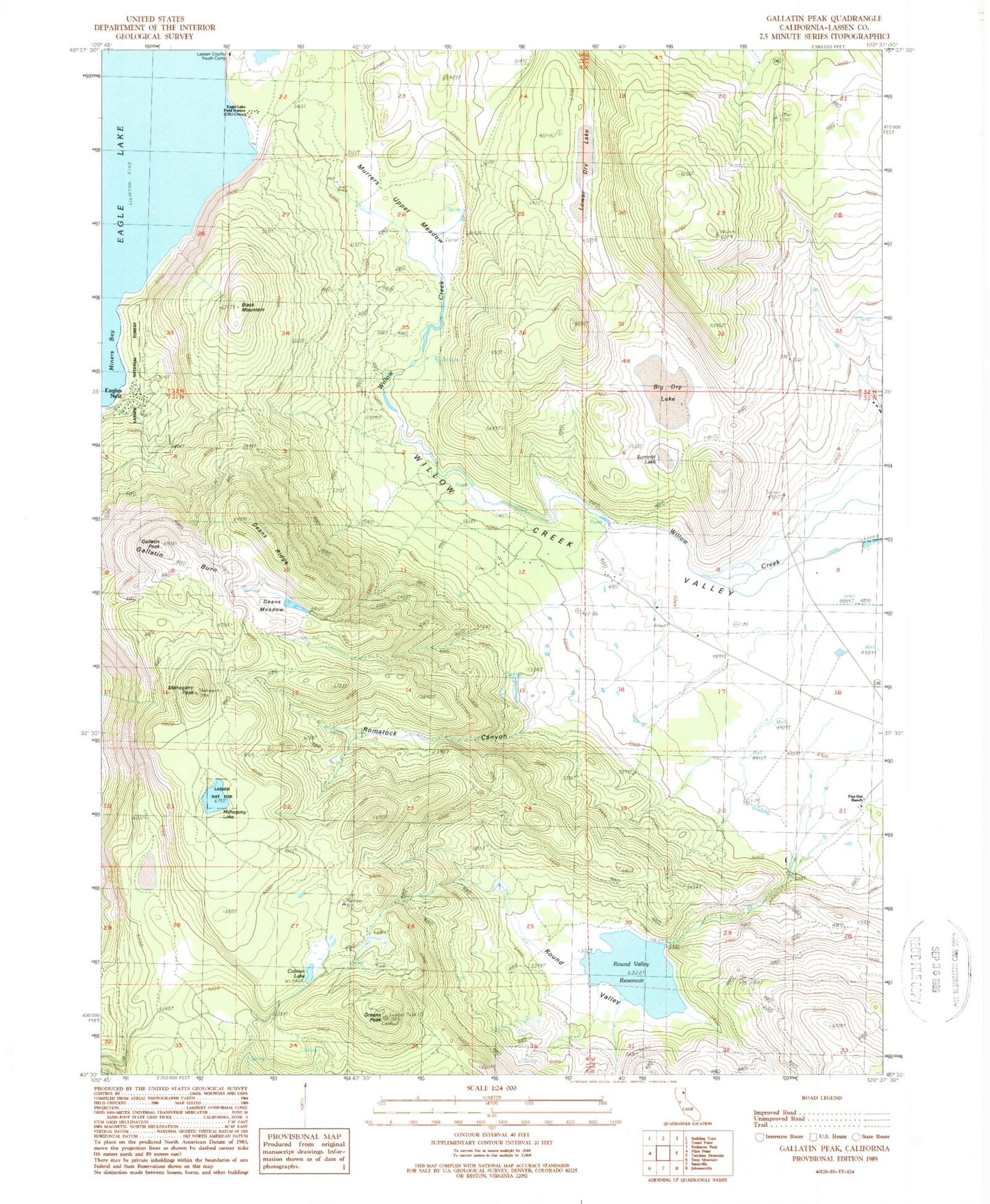 Classic USGS Gallatin Peak California 7.5'x7.5' Topo Map Image