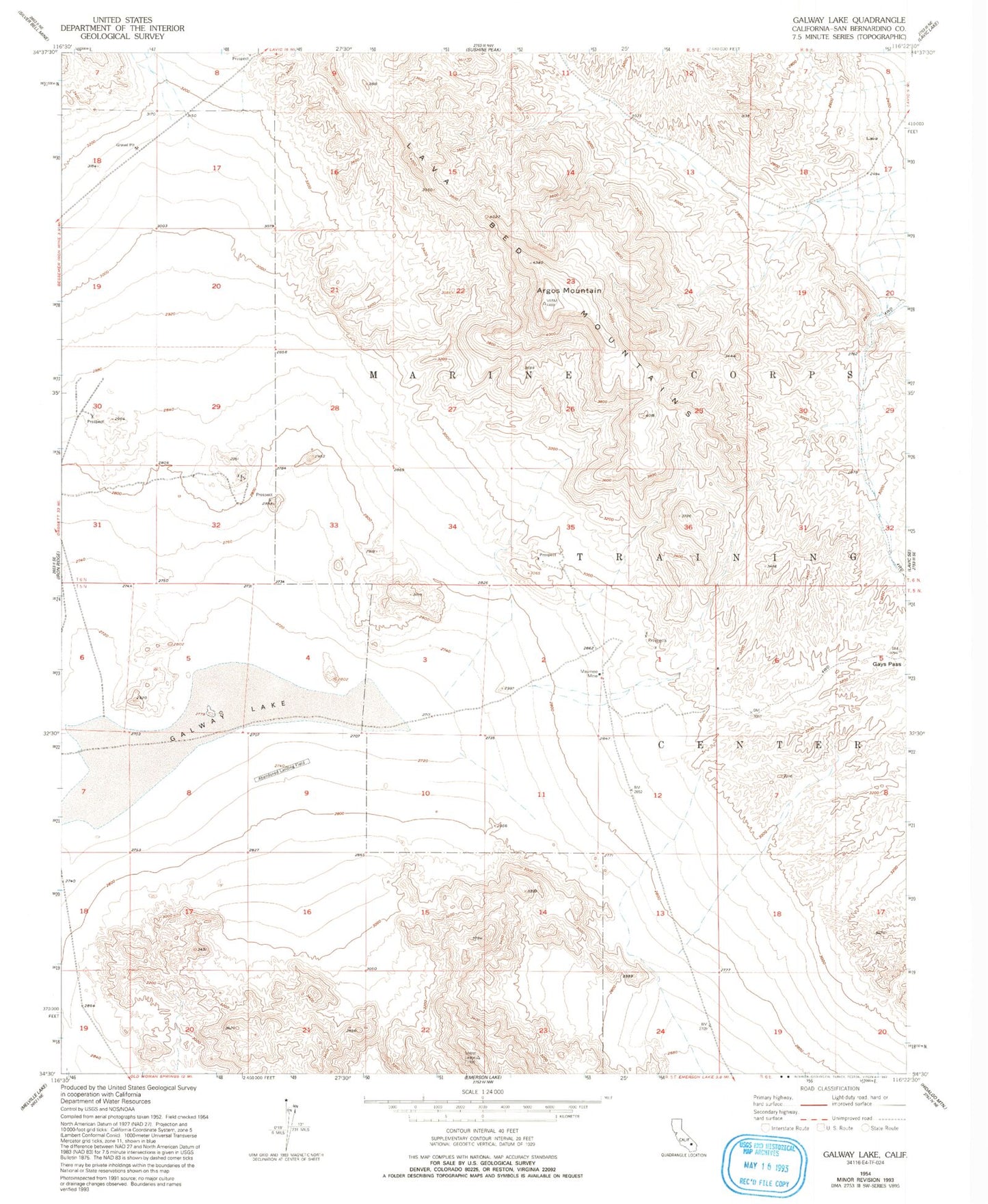 Classic USGS Galway Lake California 7.5'x7.5' Topo Map Image