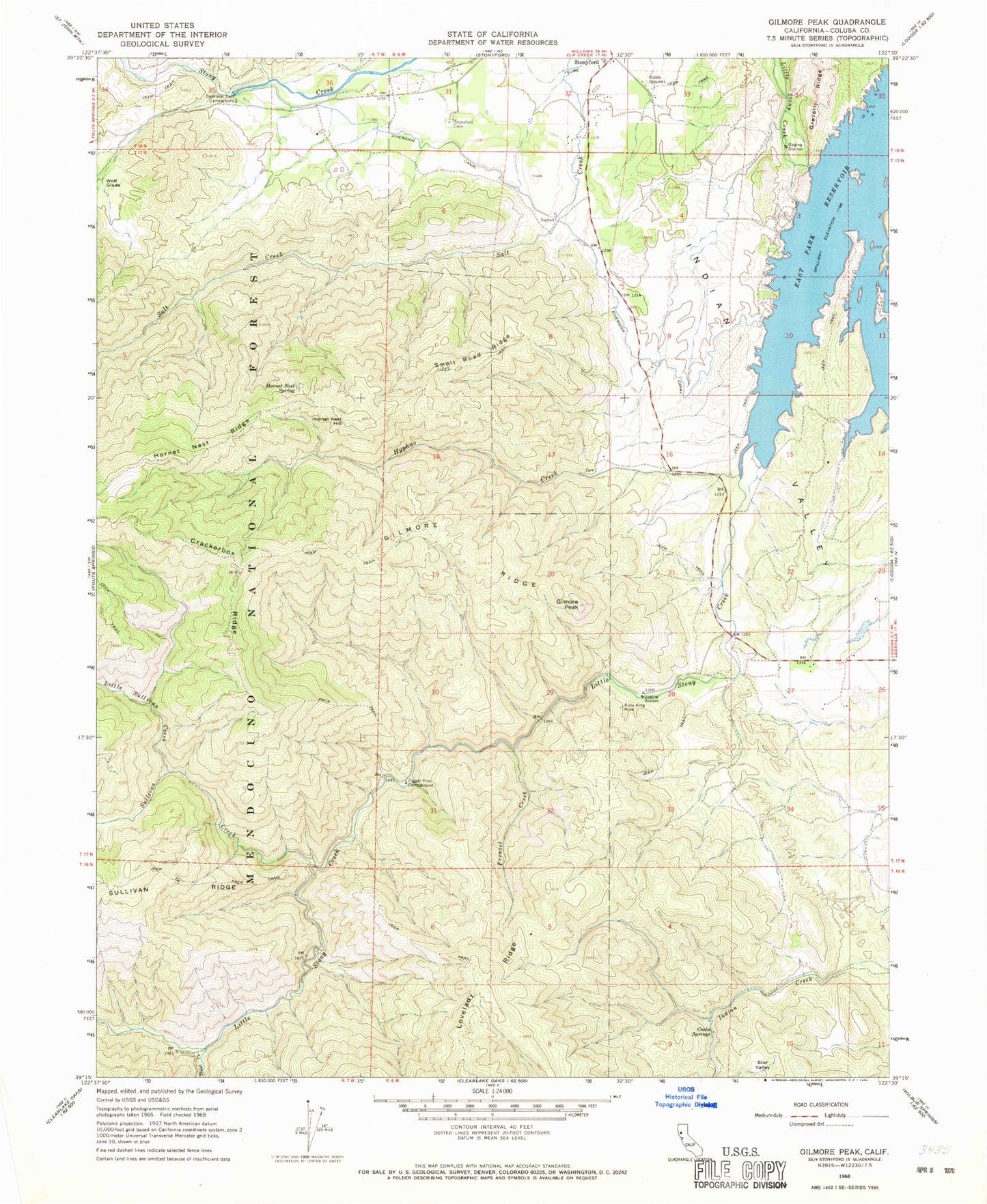 Classic USGS Gilmore Peak California 7.5'x7.5' Topo Map Image