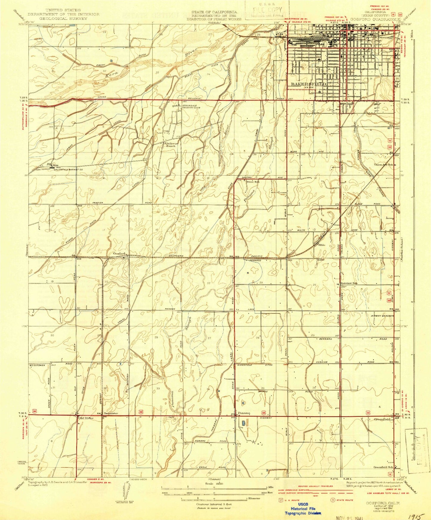 Classic USGS Gosford California 7.5'x7.5' Topo Map Image