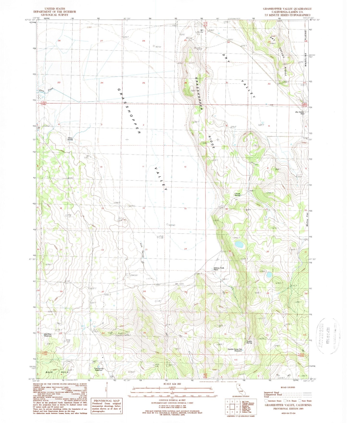 Classic USGS Grasshopper Valley California 7.5'x7.5' Topo Map Image