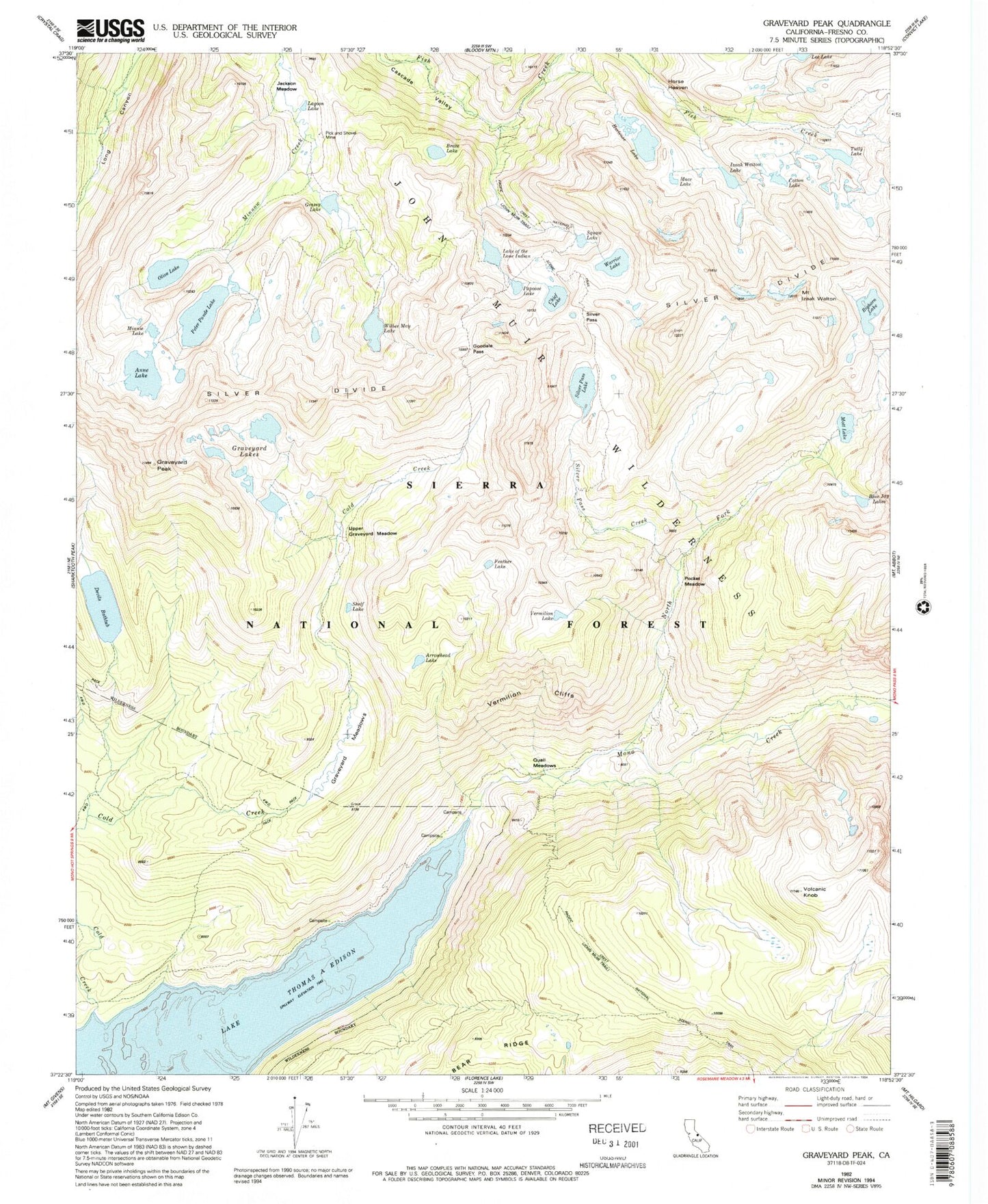 USGS Classic Graveyard Peak California 7.5'x7.5' Topo Map Image