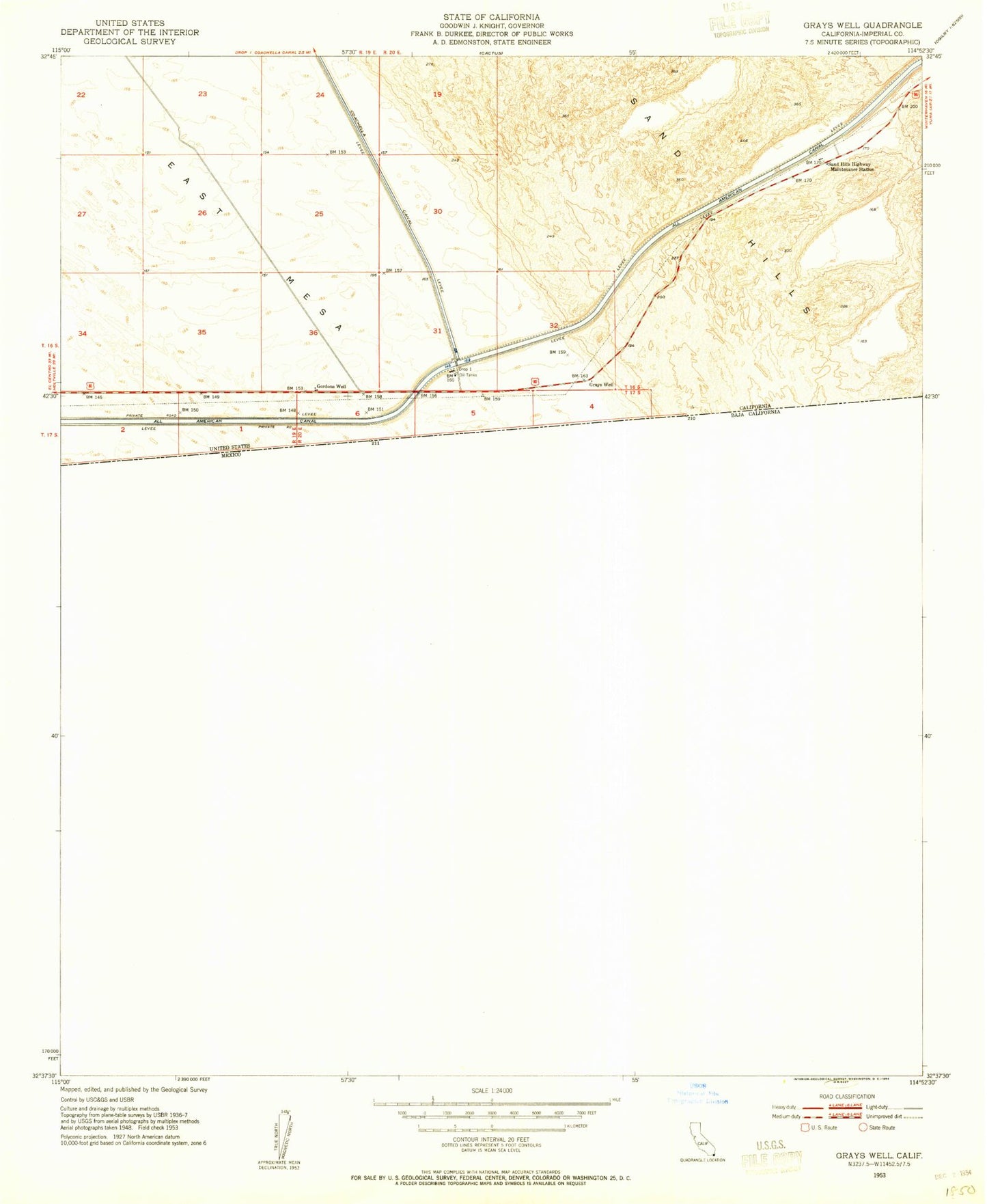 Classic USGS Grays Well California 7.5'x7.5' Topo Map Image