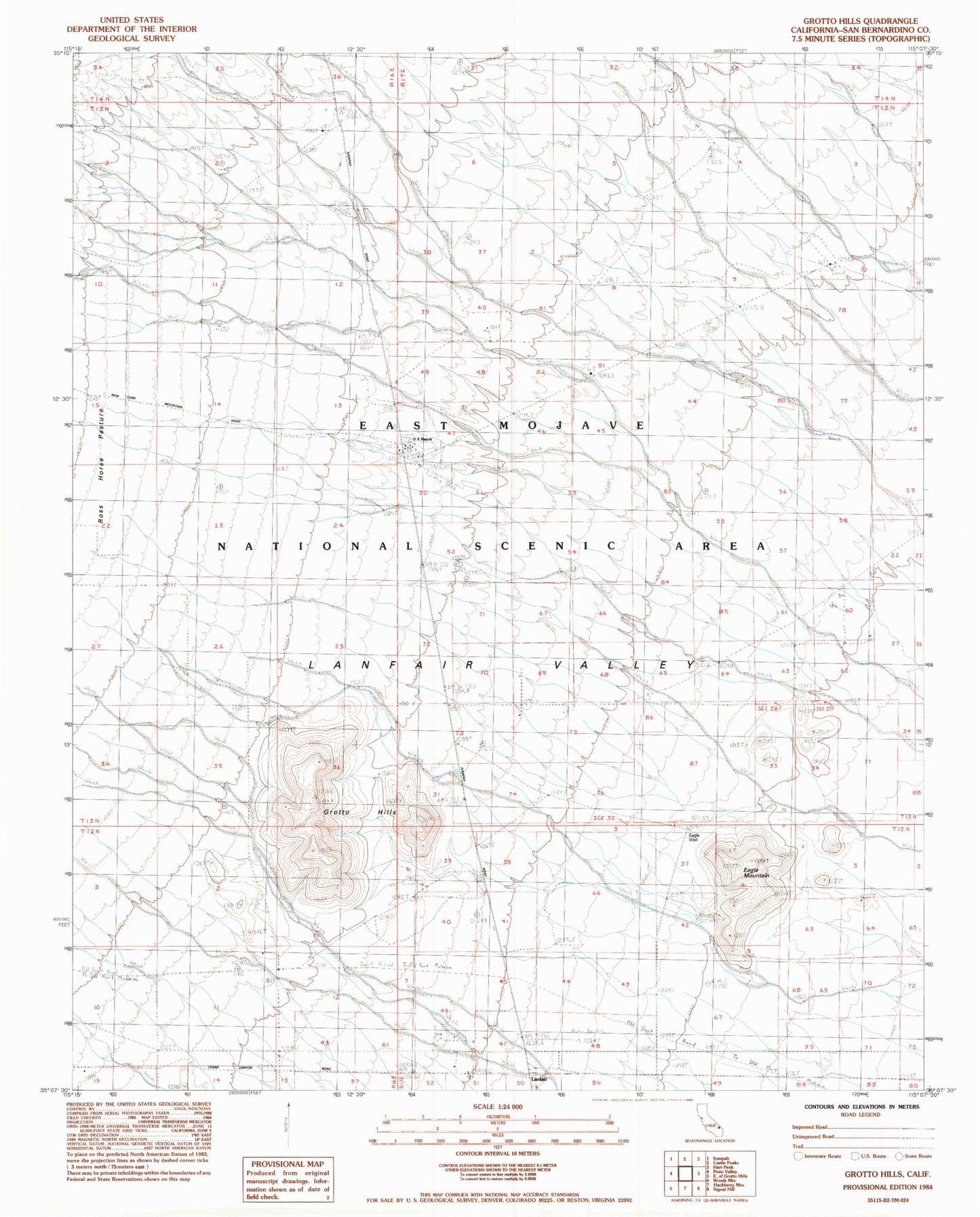 Classic USGS Grotto Hills California 7.5'x7.5' Topo Map Image