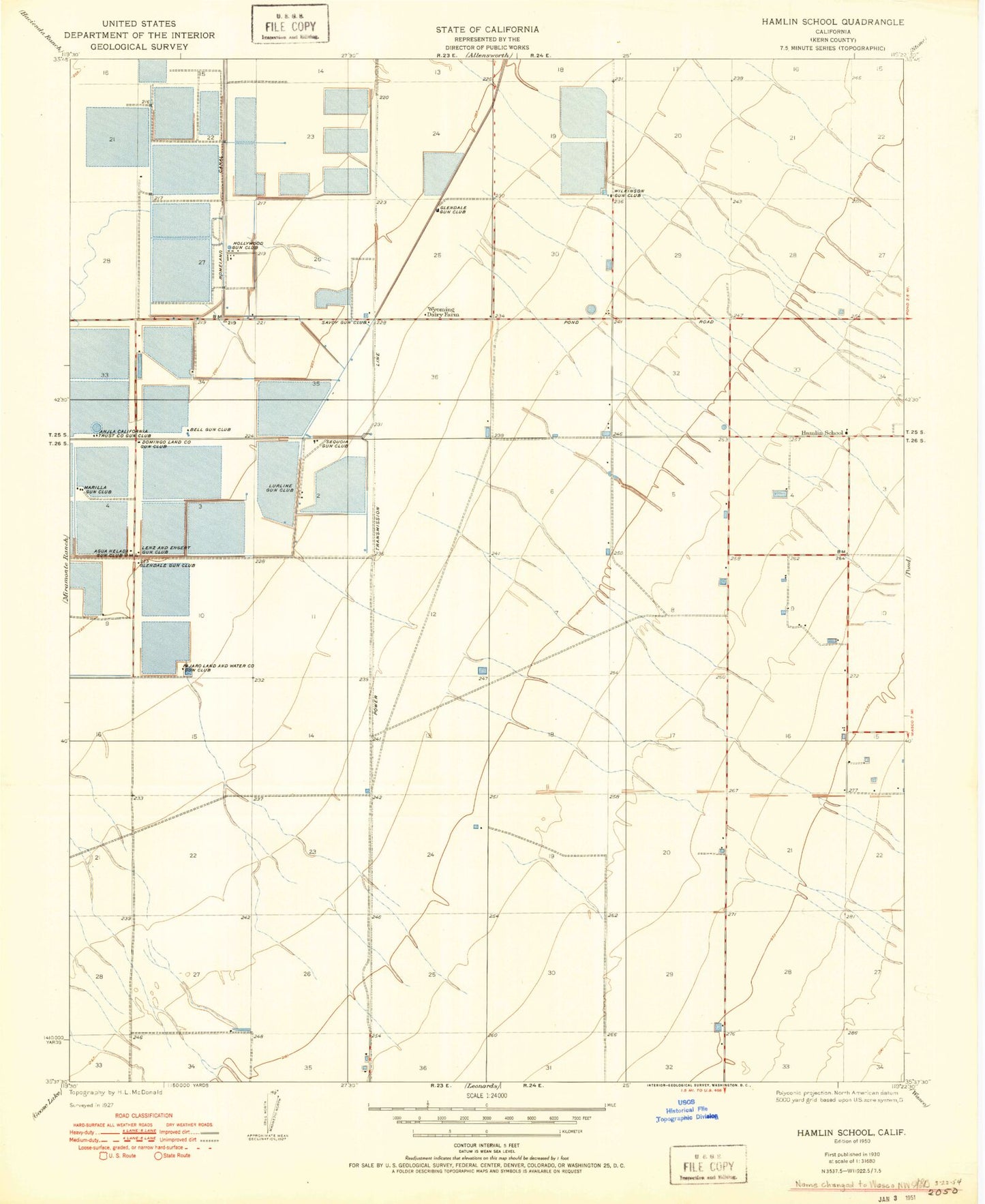 Classic USGS Wasco NW California 7.5'x7.5' Topo Map Image