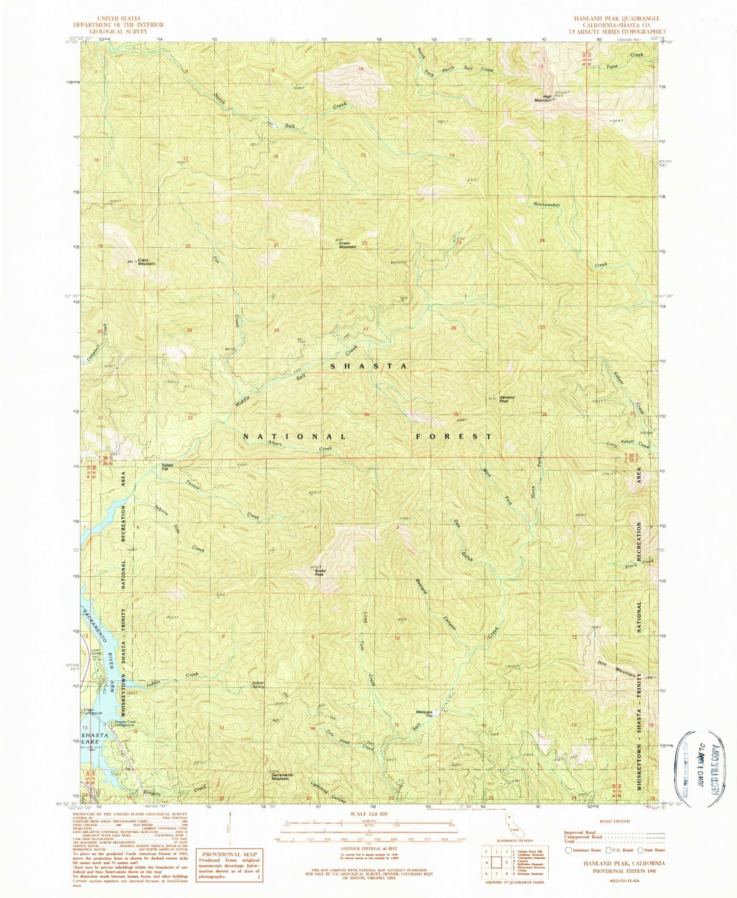 Classic USGS Hanland Peak California 7.5'x7.5' Topo Map Image