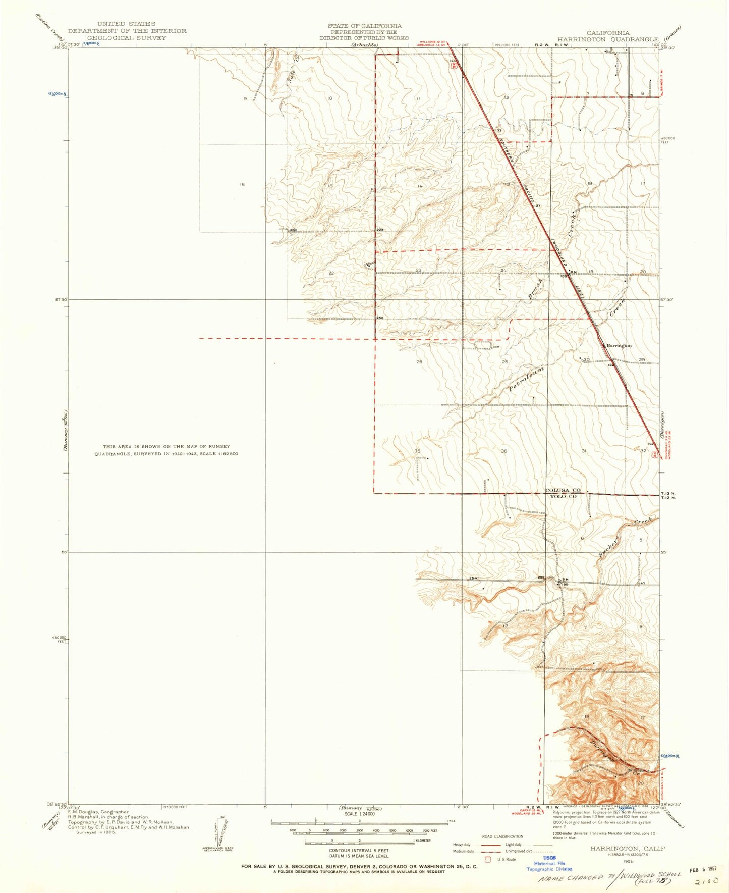 Classic USGS Wildwood School California 7.5'x7.5' Topo Map Image