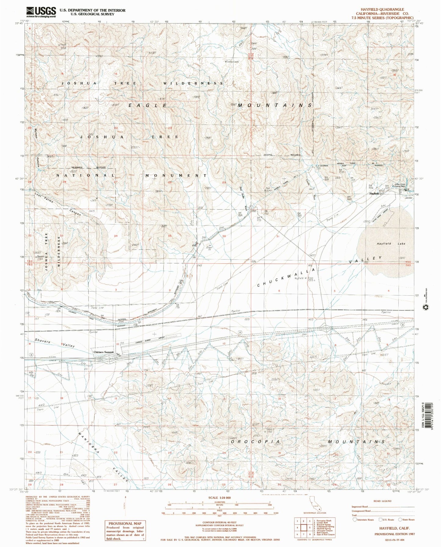 Classic USGS Hayfield California 7.5'x7.5' Topo Map Image