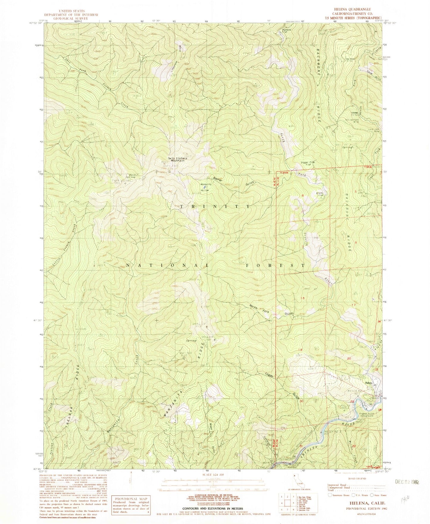 Classic USGS Helena California 7.5'x7.5' Topo Map Image