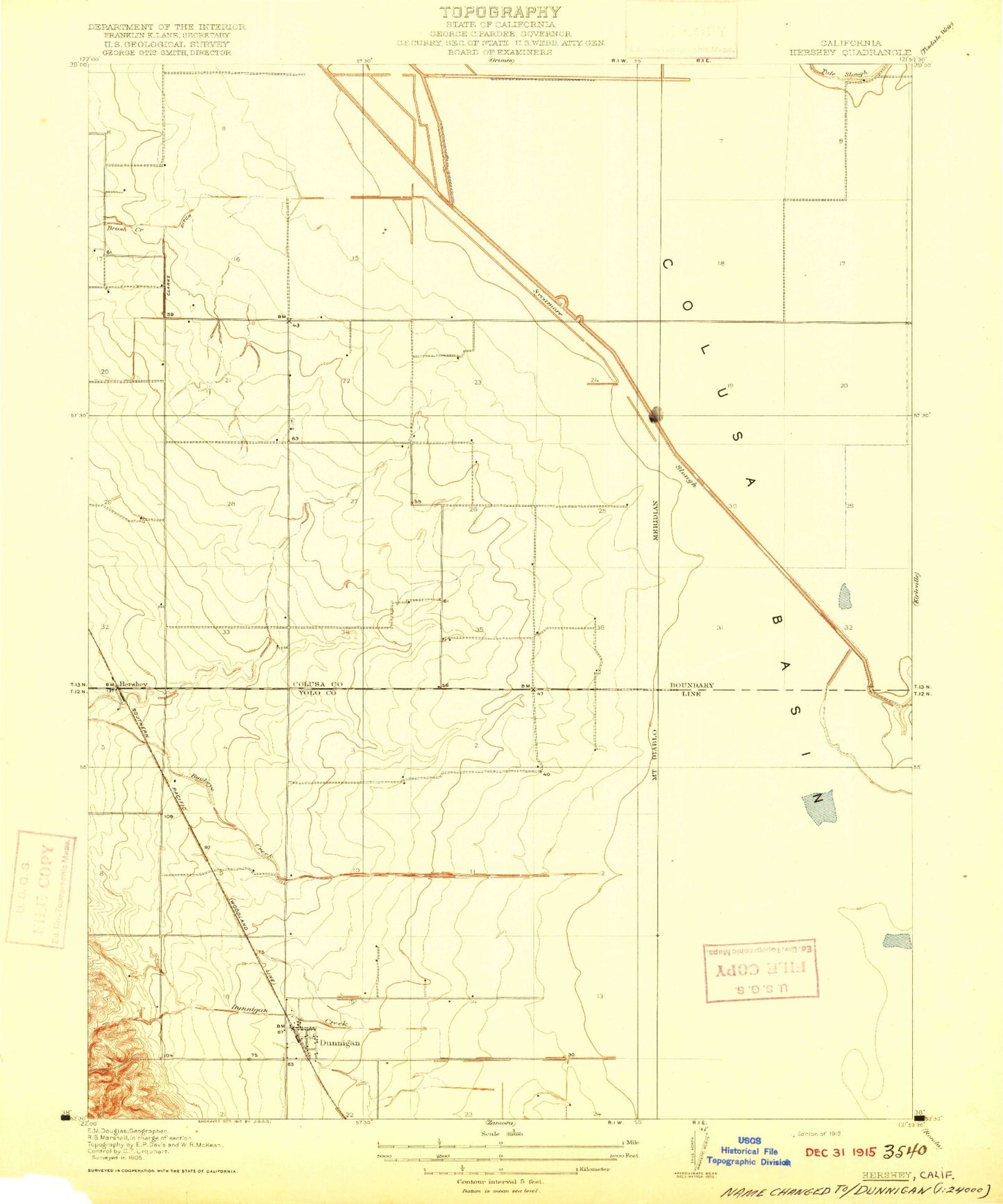 Classic USGS Dunnigan California 7.5'x7.5' Topo Map Image