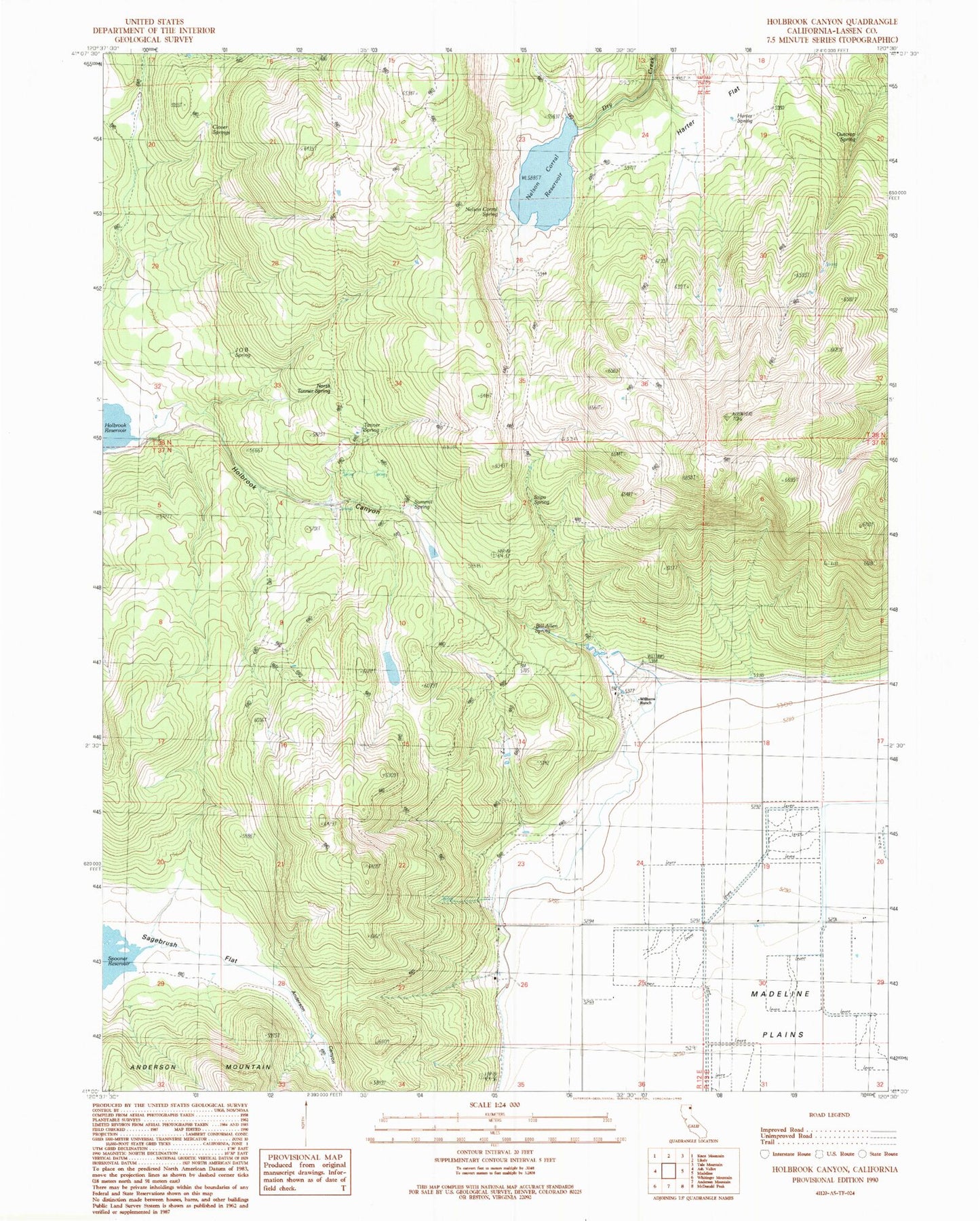 Classic USGS Holbrook Canyon California 7.5'x7.5' Topo Map Image