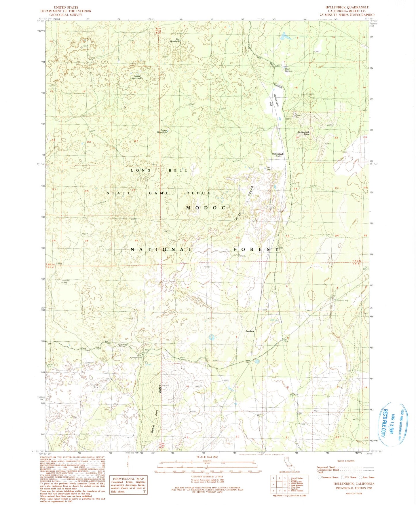 Classic USGS Hollenbeck California 7.5'x7.5' Topo Map Image