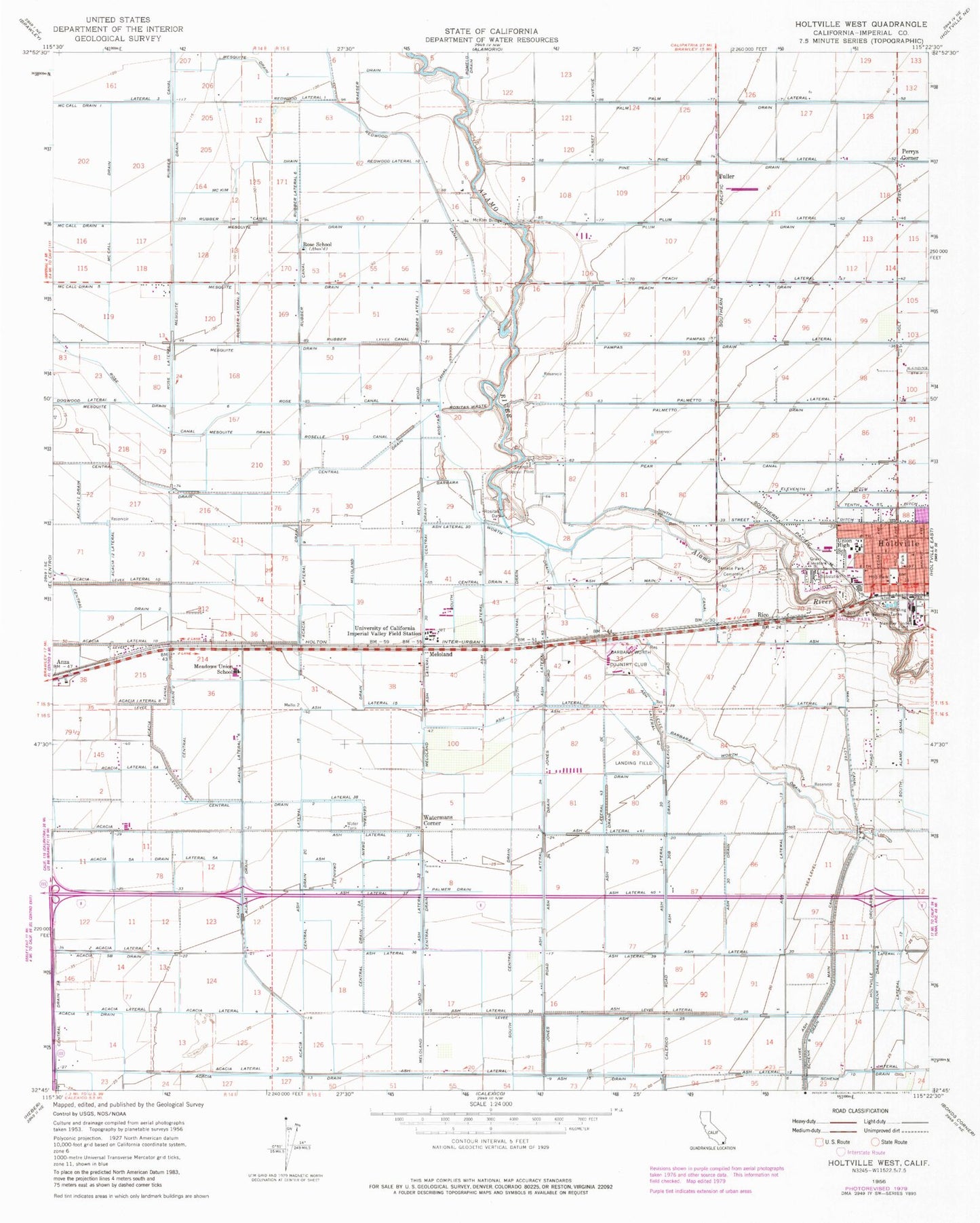 Classic USGS Holtville West California 7.5'x7.5' Topo Map Image