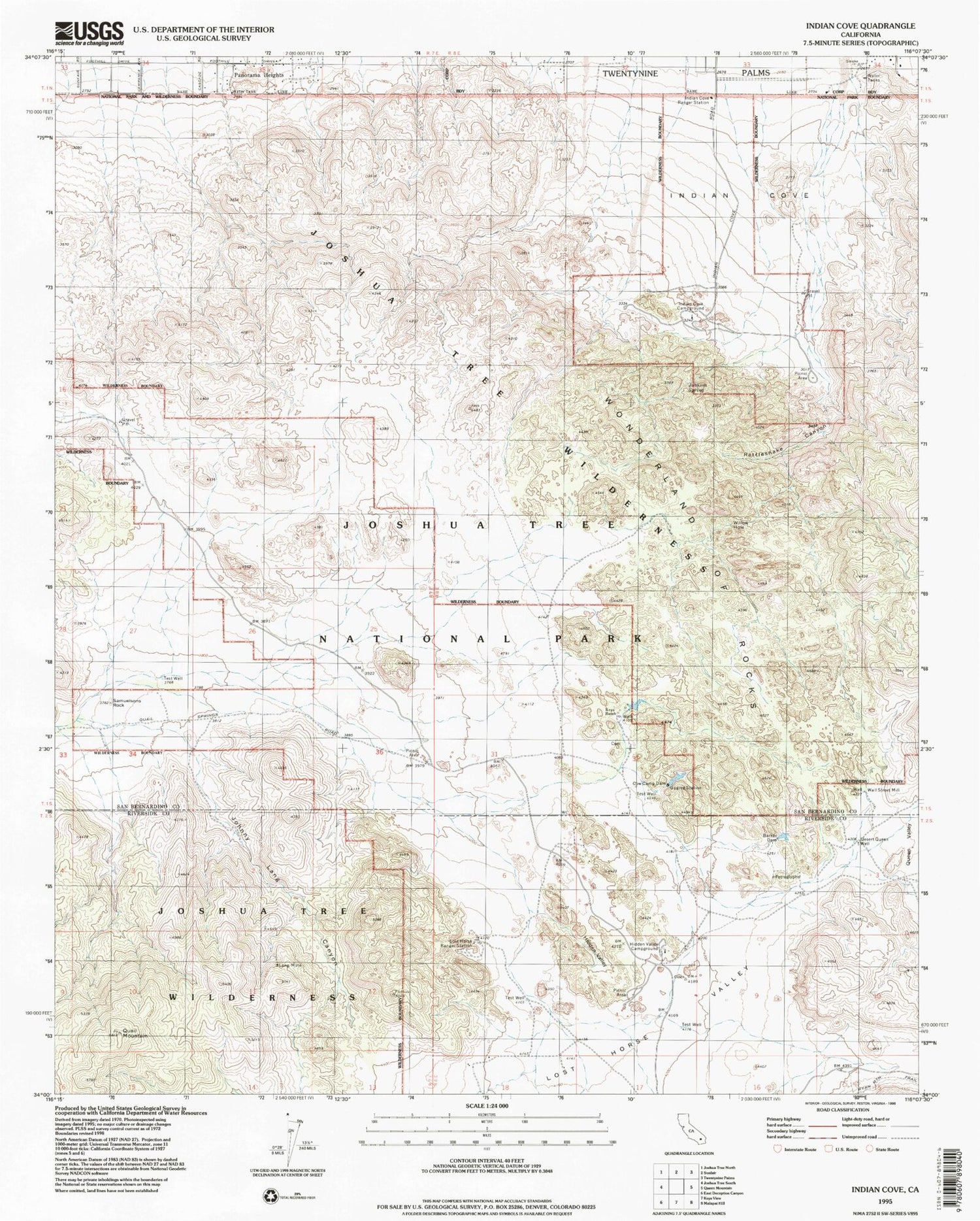 USGS Classic Indian Cove California 7.5'x7.5' Topo Map Image