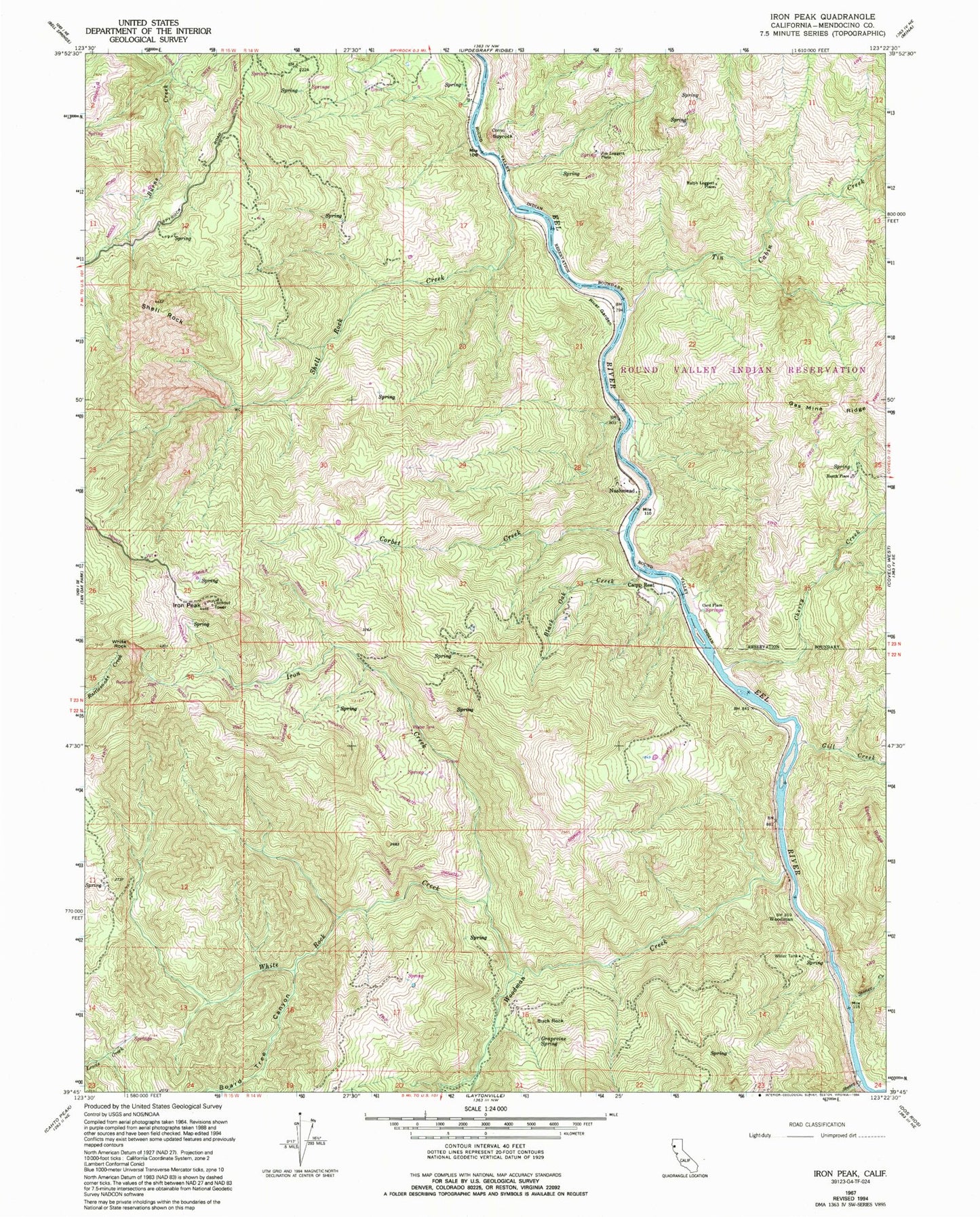 Classic USGS Iron Peak California 7.5'x7.5' Topo Map Image