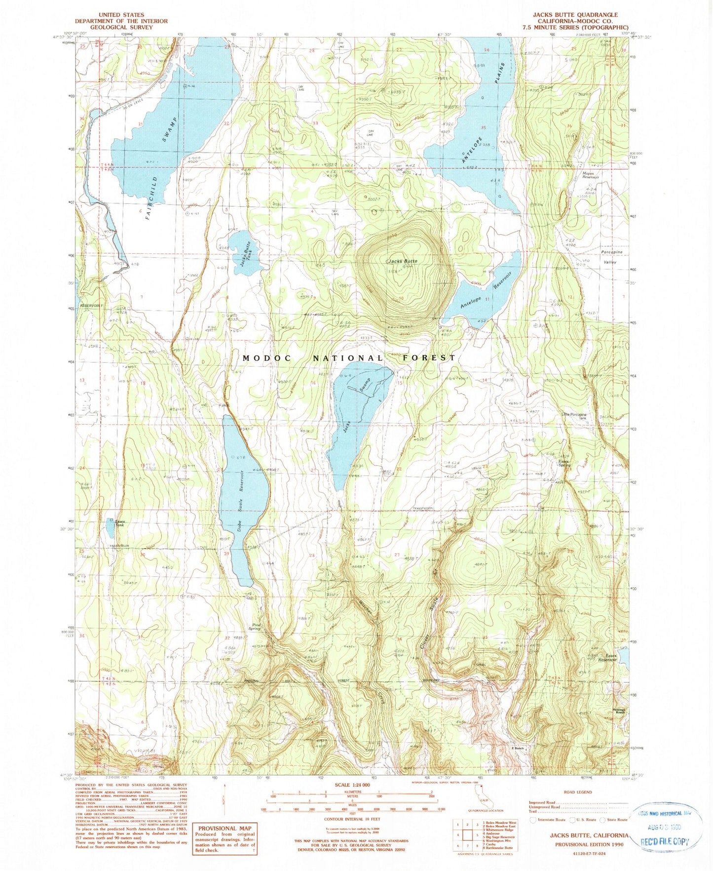Classic USGS Jacks Butte California 7.5'x7.5' Topo Map Image