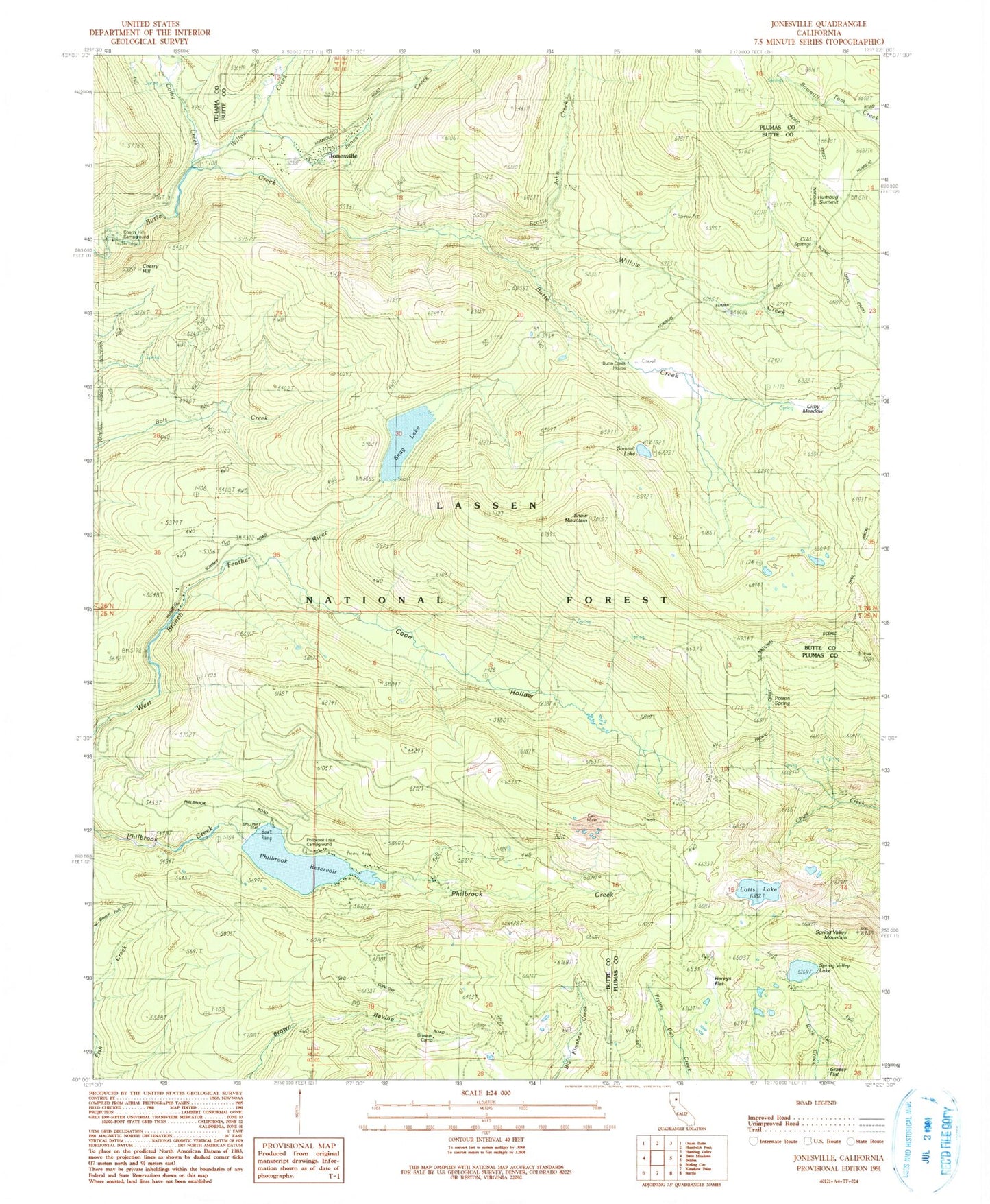 Classic USGS Jonesville California 7.5'x7.5' Topo Map Image