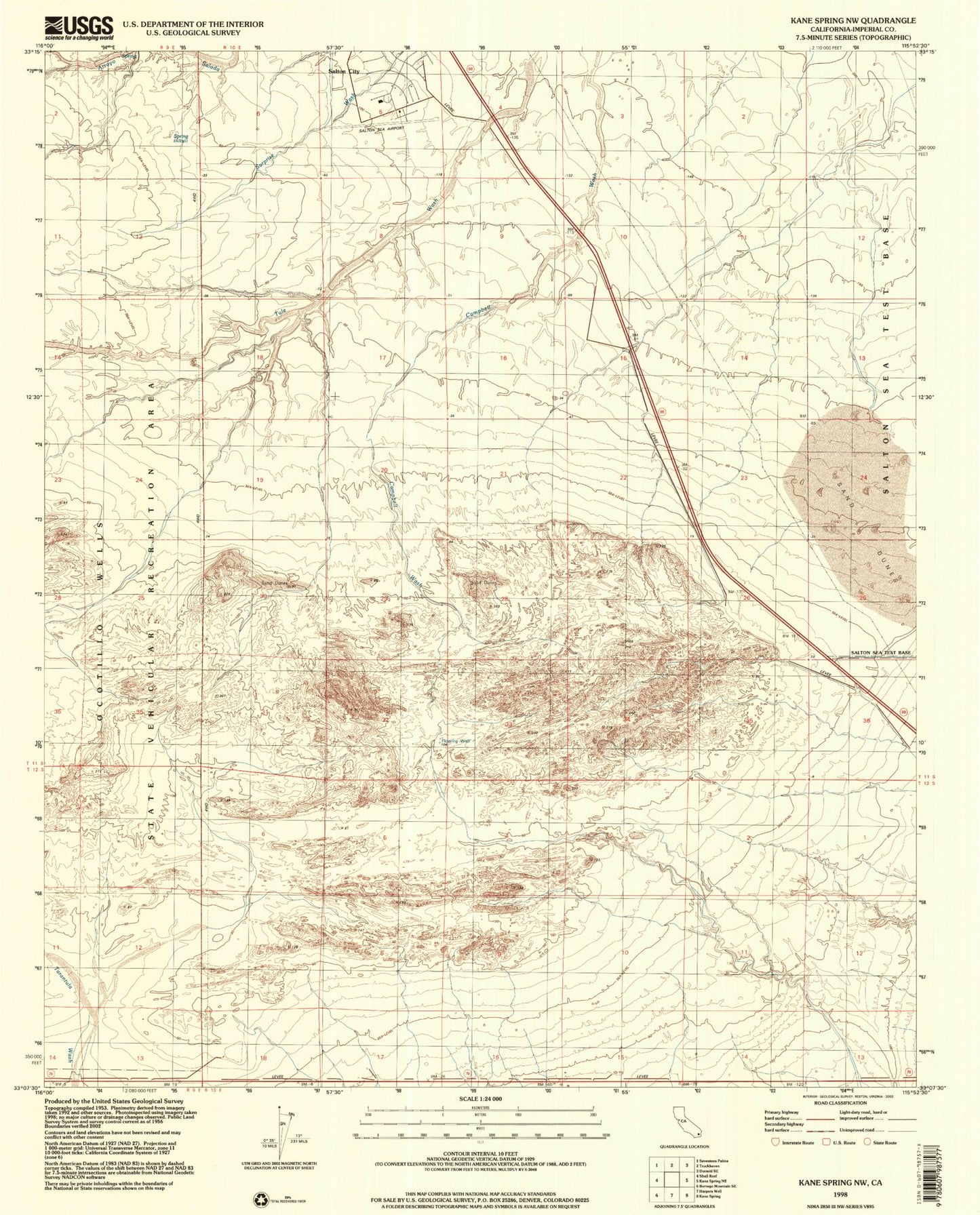 Classic USGS Kane Spring NW California 7.5'x7.5' Topo Map Image