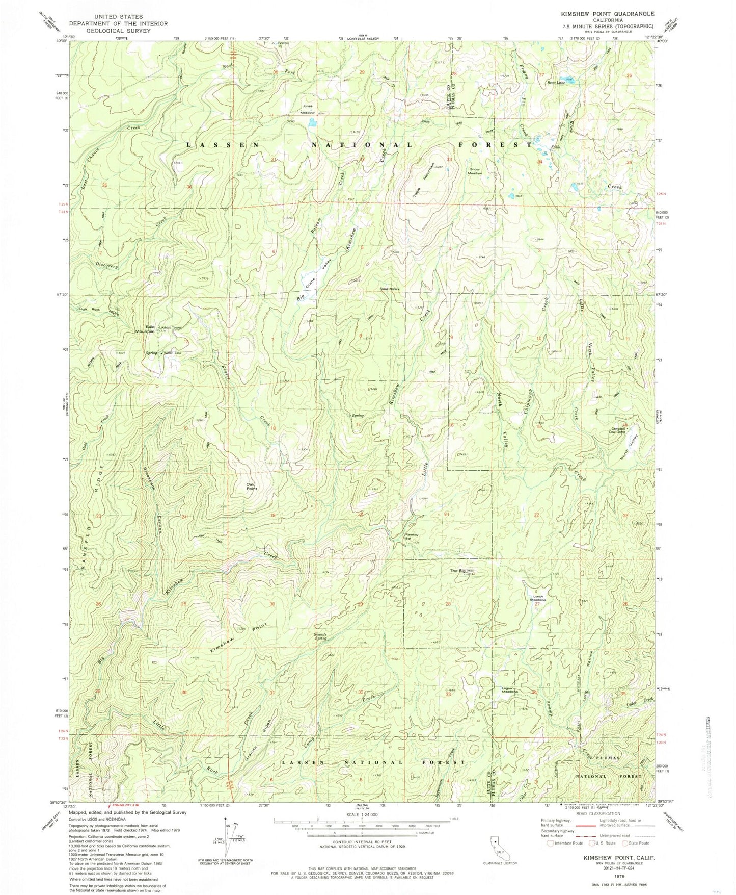 Classic USGS Kimshew Point California 7.5'x7.5' Topo Map Image