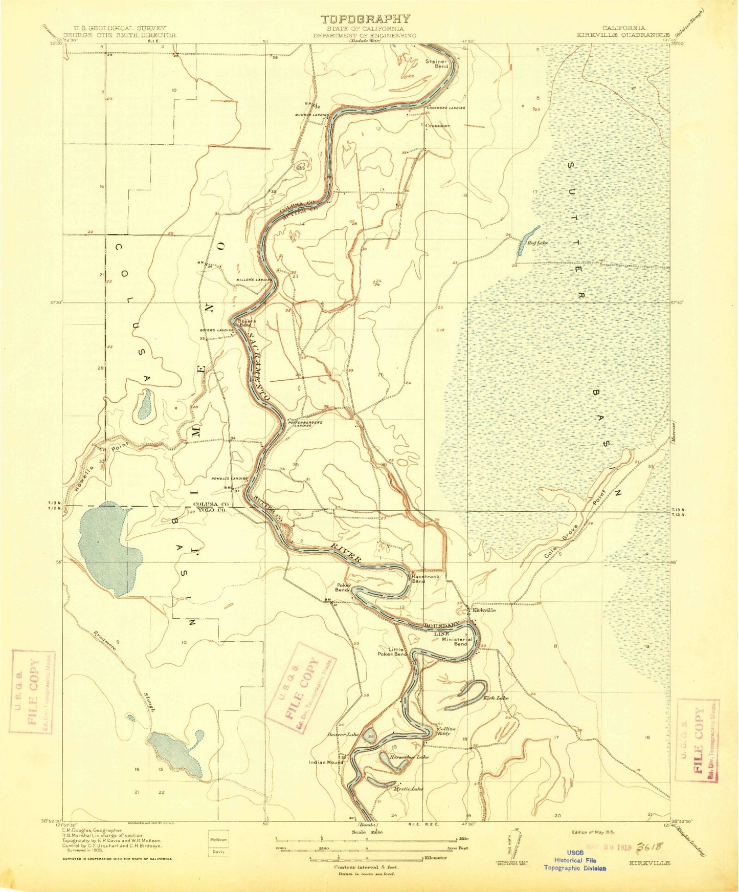 Classic USGS Kirkville California 7.5'x7.5' Topo Map Image