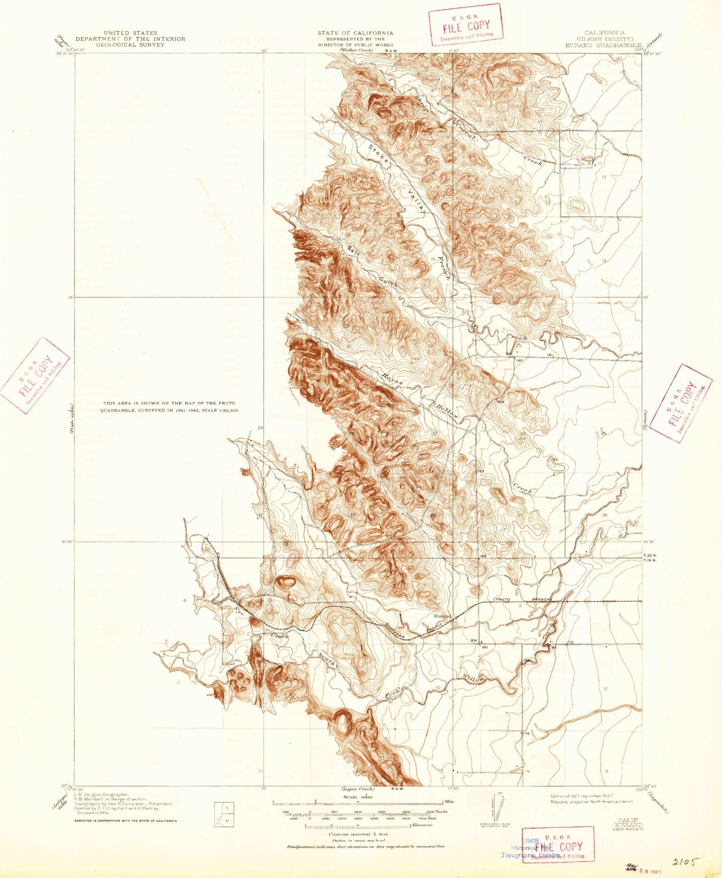 Classic USGS Stone Valley California 7.5'x7.5' Topo Map Image