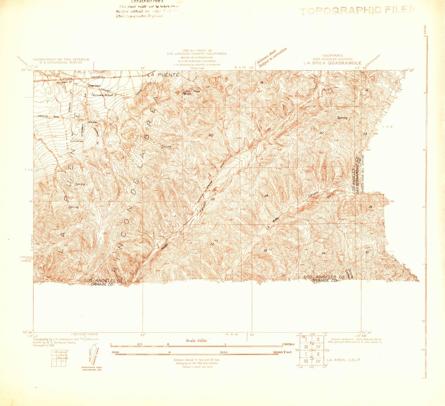Classic USGS La Brea California 7.5'x7.5' Topo Map Image