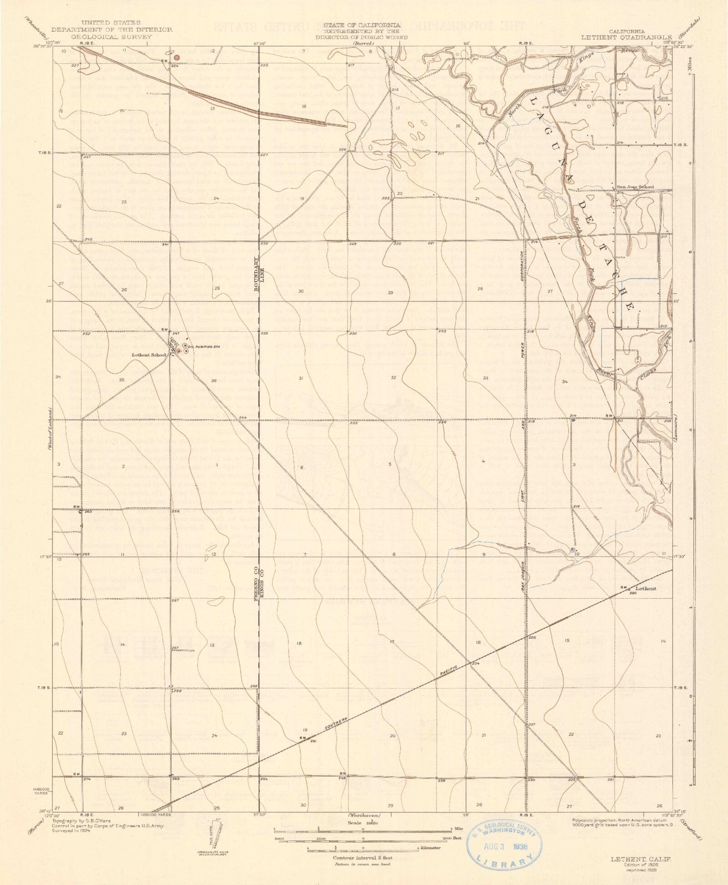 Classic USGS Vanguard California 7.5'x7.5' Topo Map Image