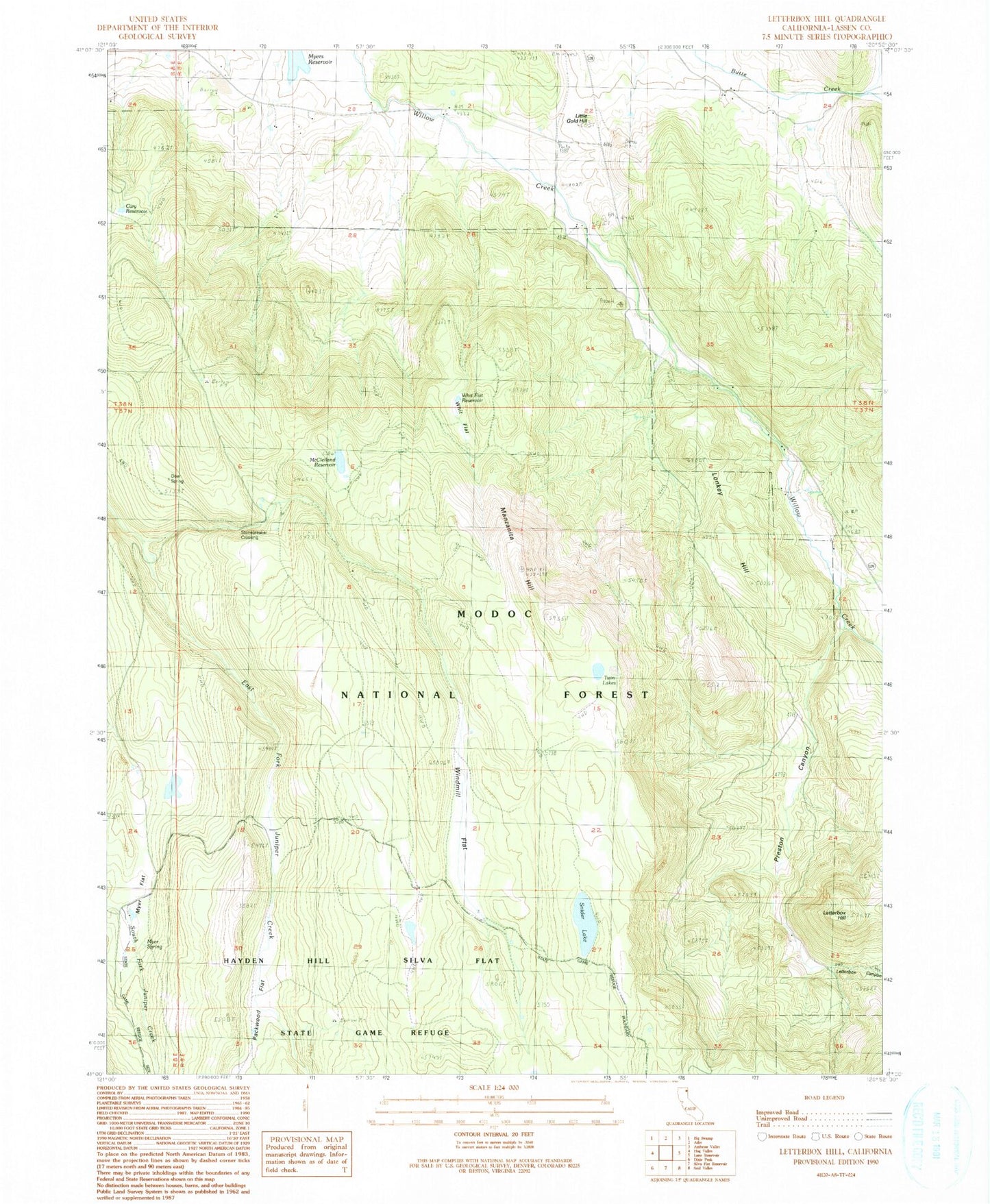 Classic USGS Letterbox Hill California 7.5'x7.5' Topo Map Image