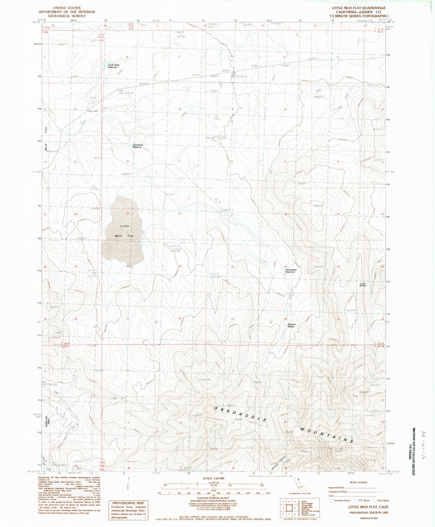 Classic USGS Little Mud Flat California 7.5'x7.5' Topo Map Image