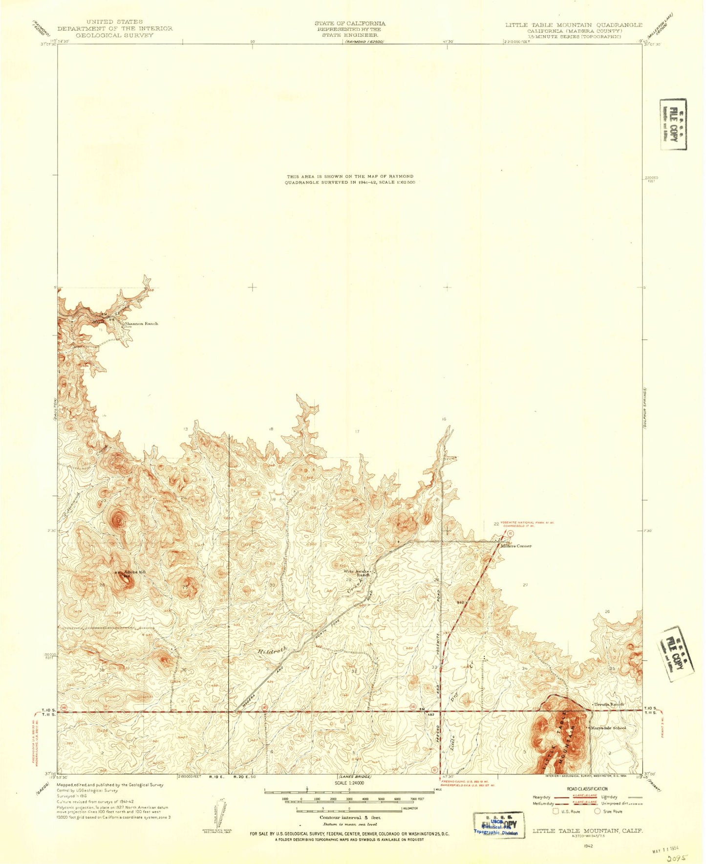 Classic USGS Little Table Mountain California 7.5'x7.5' Topo Map Image