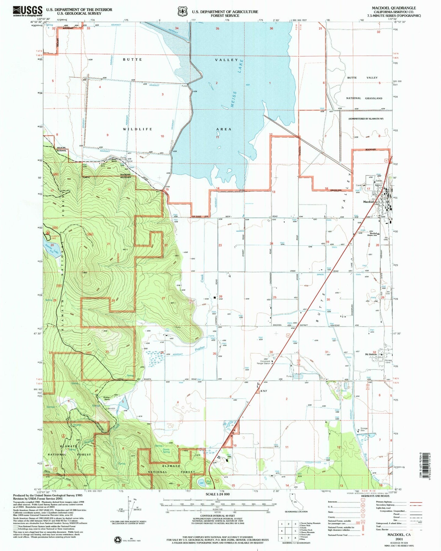 Classic USGS MacDoel California 7.5'x7.5' Topo Map Image