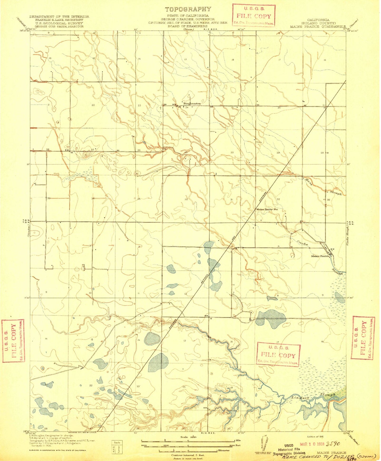 Classic USGS Dozier California 7.5'x7.5' Topo Map Image