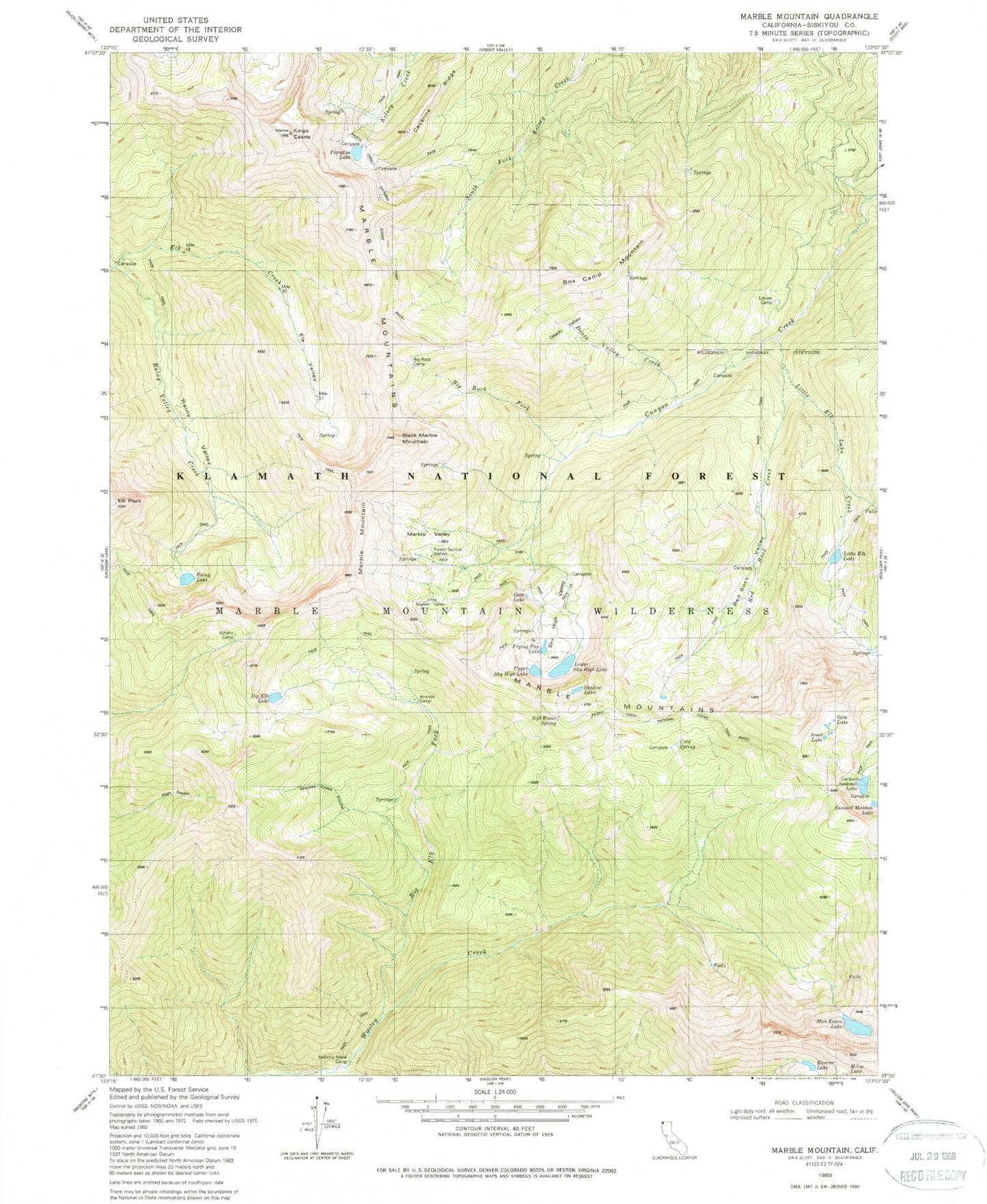 USGS Classic Marble Mountain California 7.5'x7.5' Topo Map Image