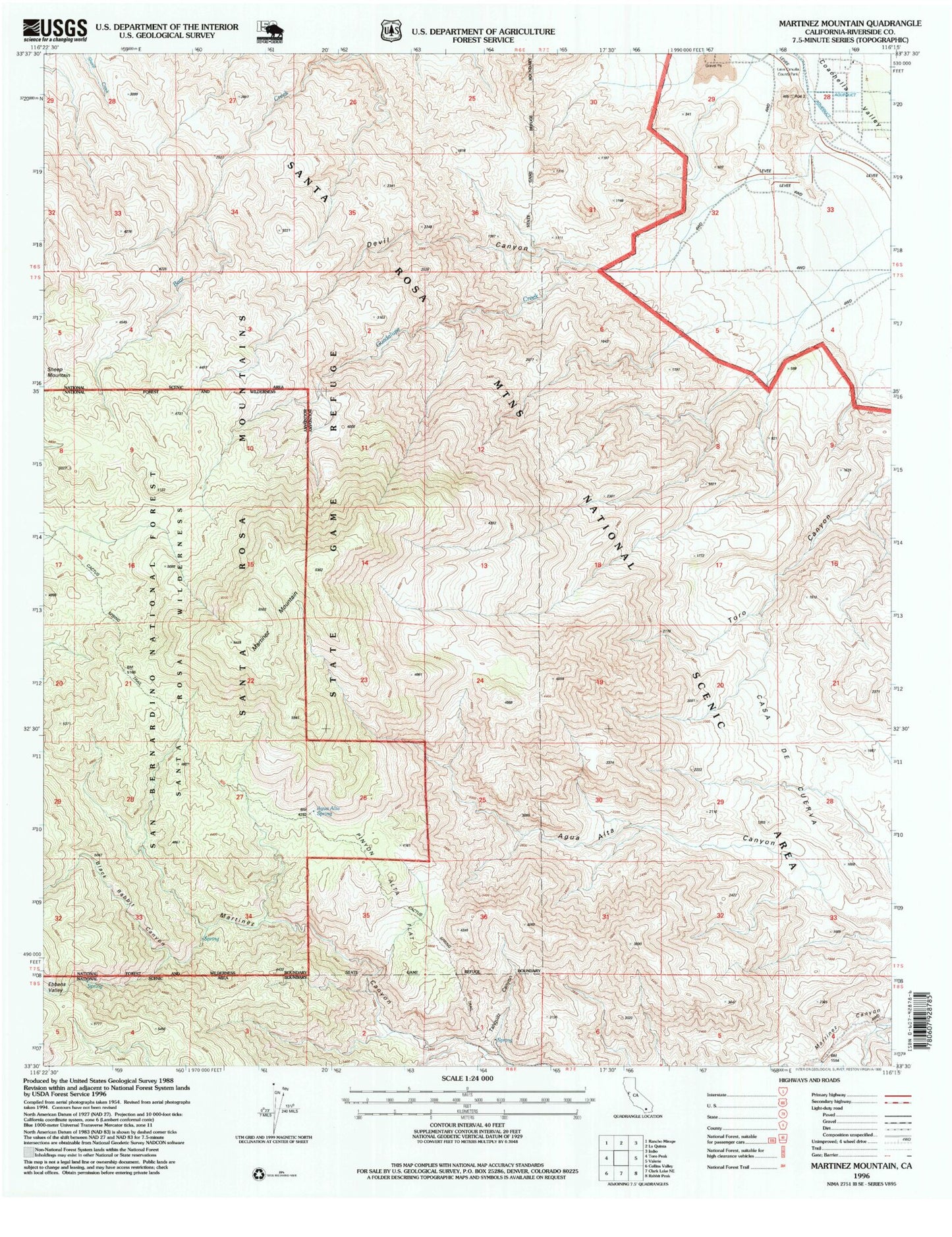 Classic USGS Martinez Mountain California 7.5'x7.5' Topo Map Image