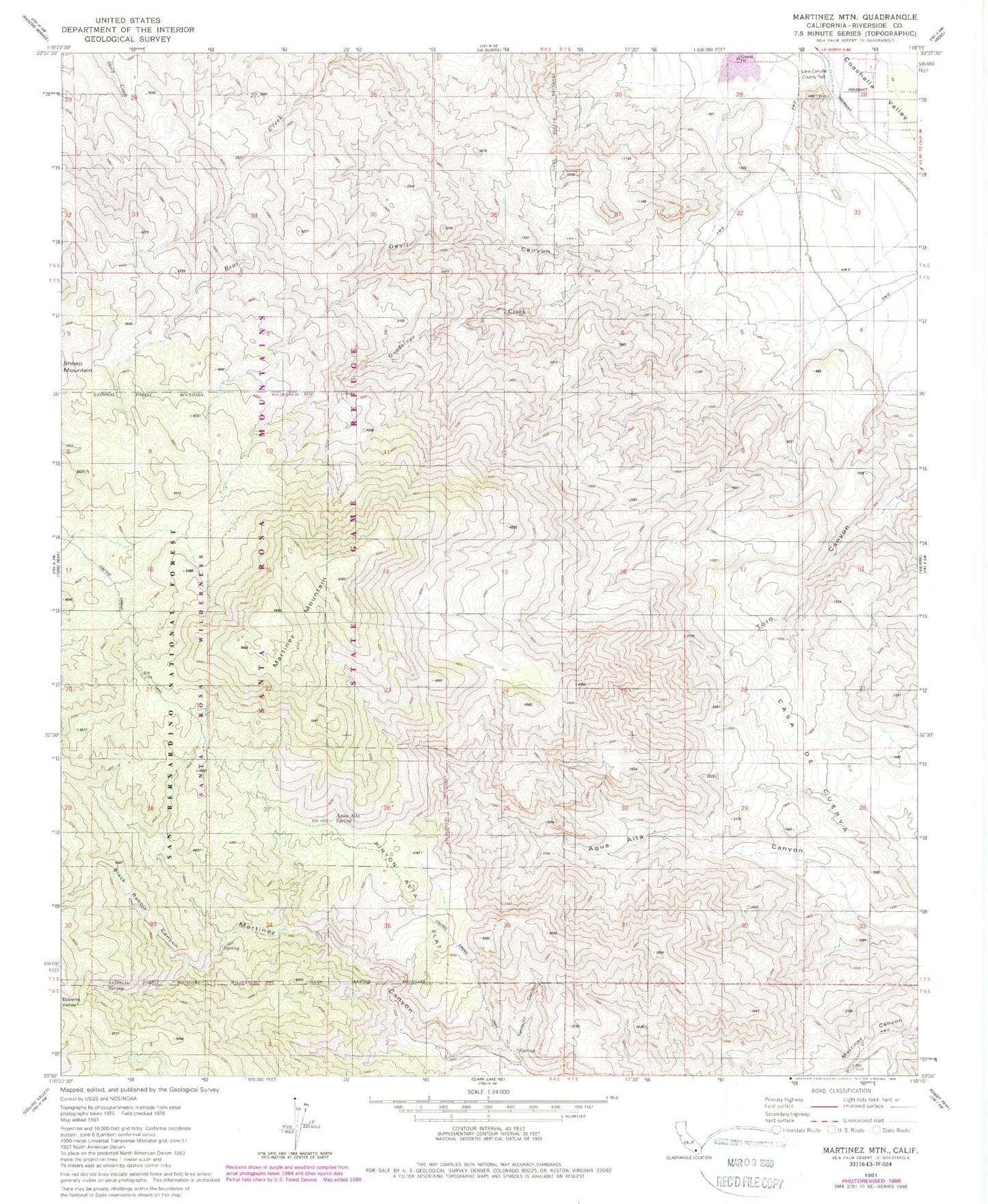 Classic USGS Martinez Mountain California 7.5'x7.5' Topo Map Image