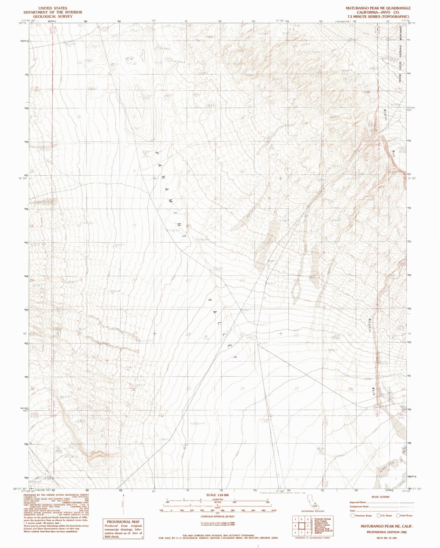 Classic USGS Maturango Peak NE California 7.5'x7.5' Topo Map Image