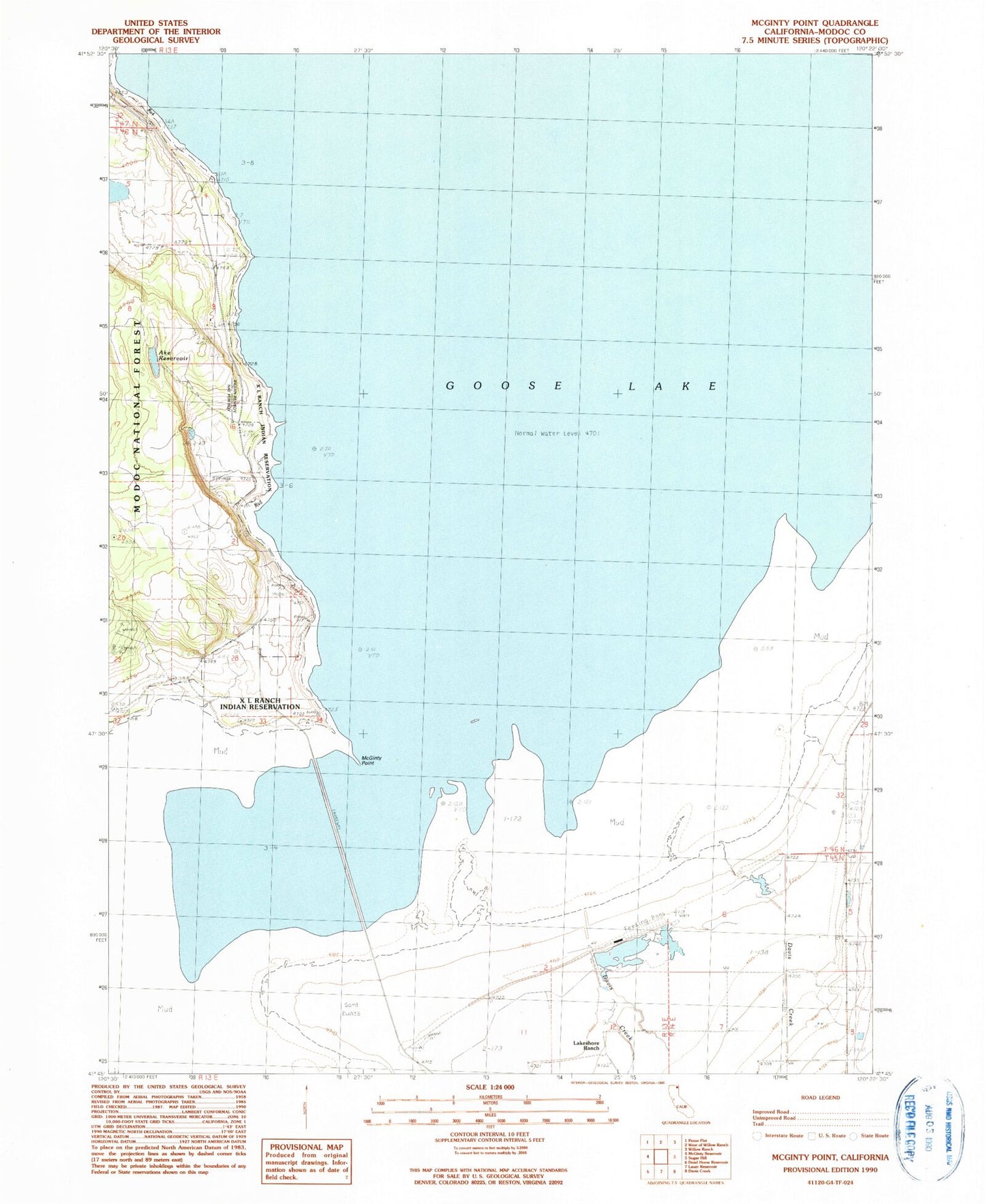 Classic USGS McGinty Point California 7.5'x7.5' Topo Map Image