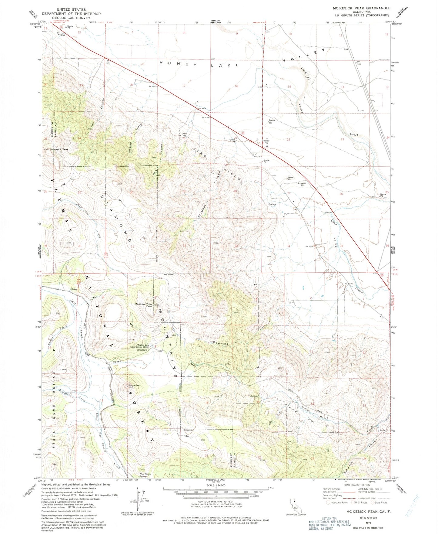 Classic USGS McKesick Peak California 7.5'x7.5' Topo Map Image