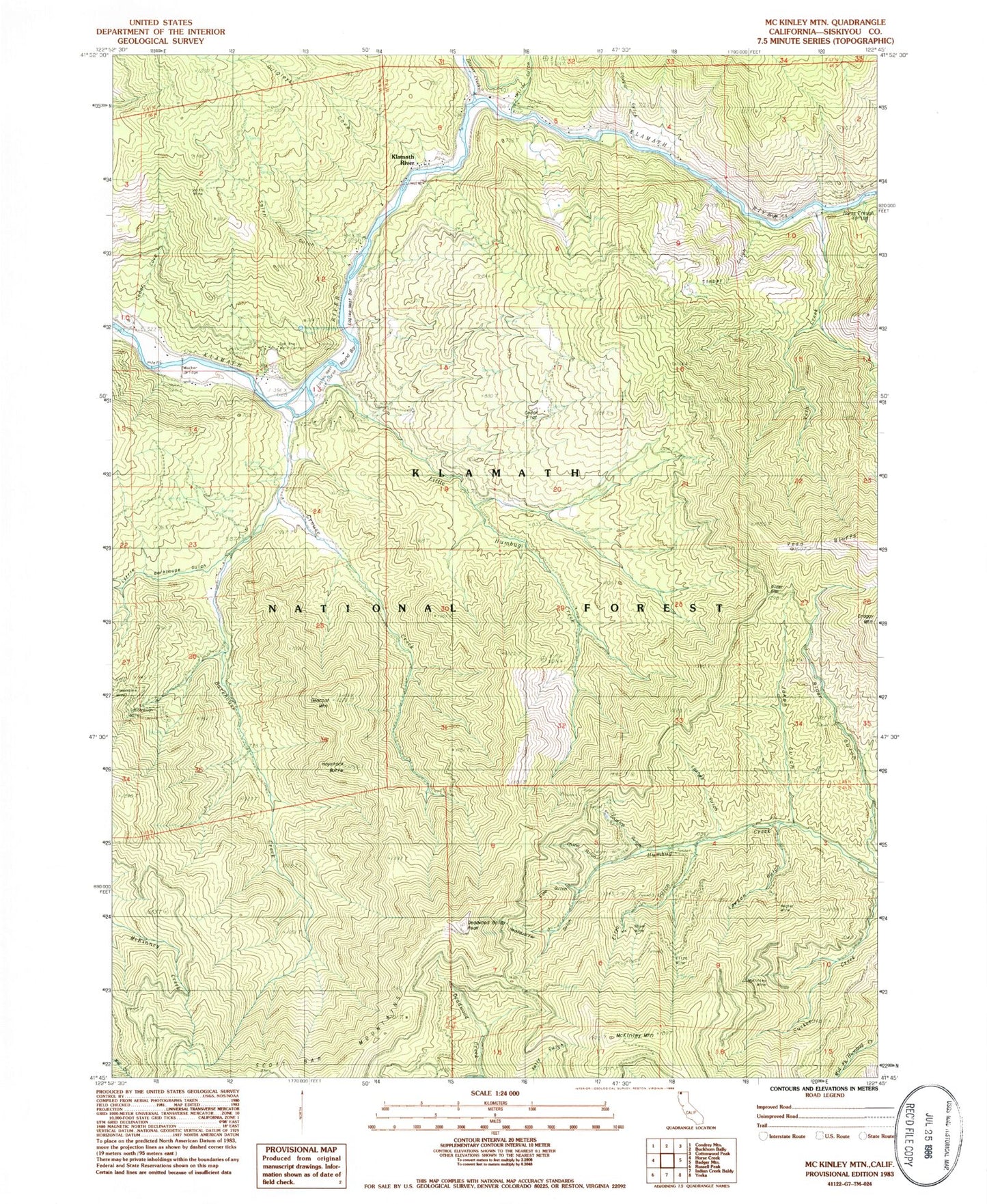 Classic USGS McKinley Mountain California 7.5'x7.5' Topo Map Image