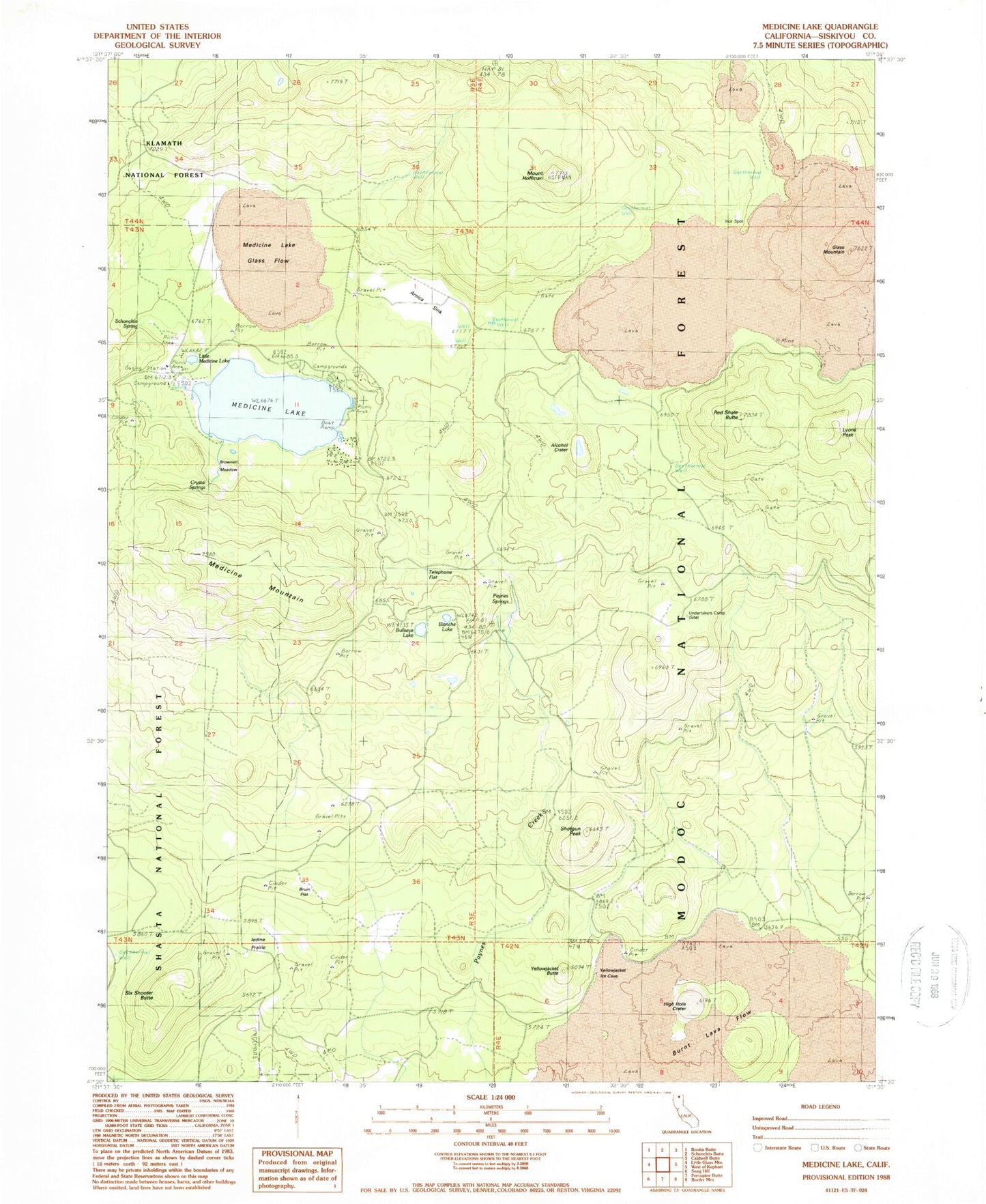 Classic USGS Medicine Lake California 7.5'x7.5' Topo Map Image