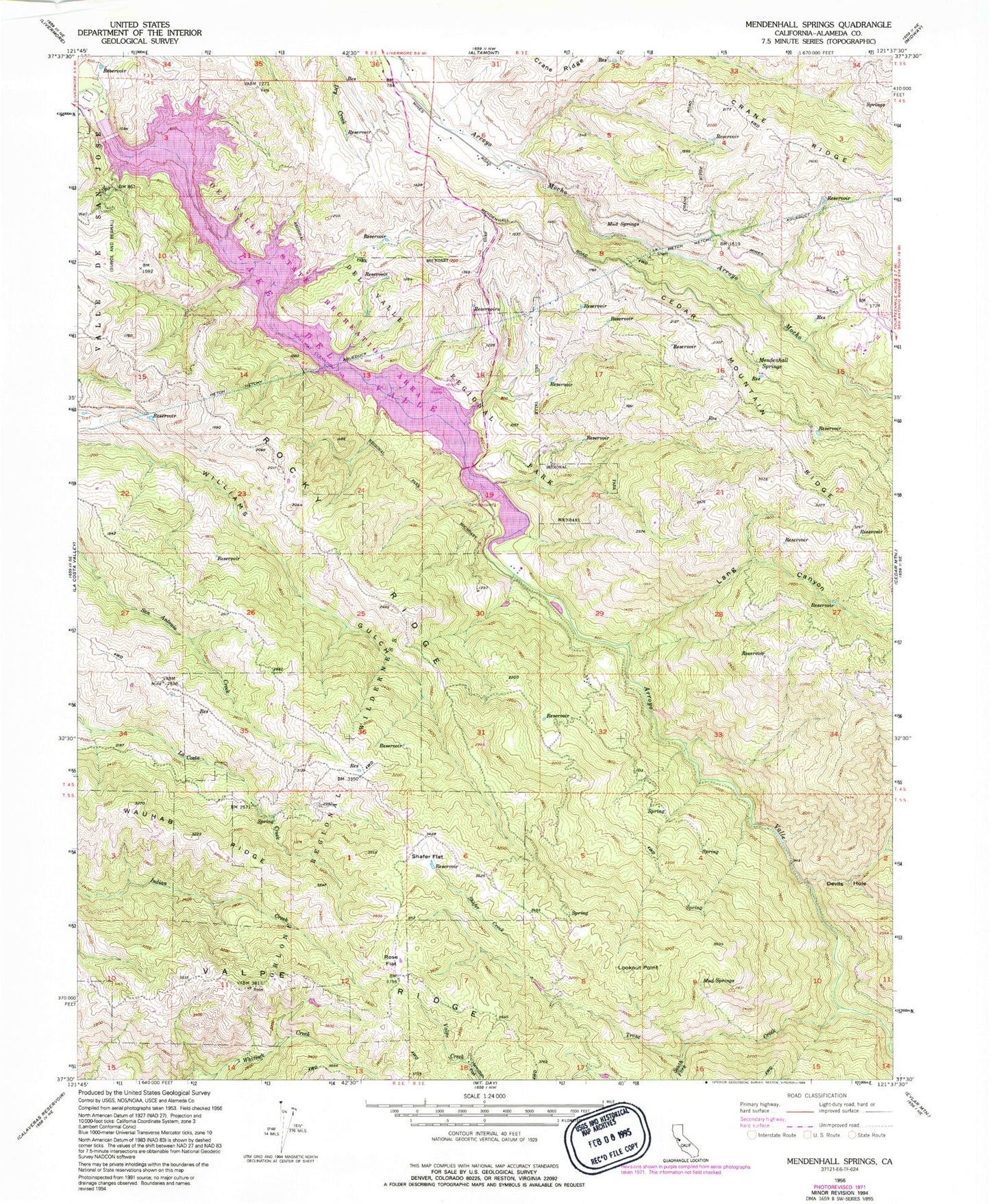 Classic USGS Mendenhall Springs California 7.5'x7.5' Topo Map Image