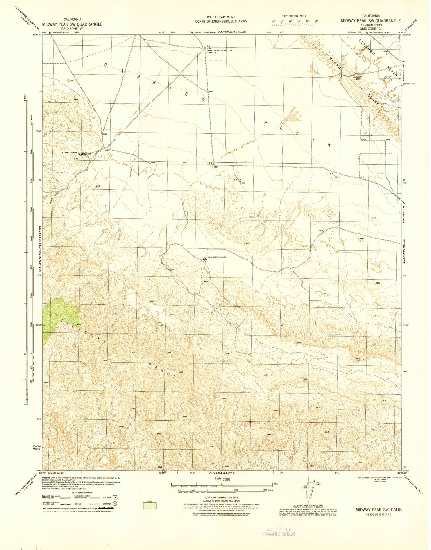 Classic USGS Wells Ranch California 7.5'x7.5' Topo Map Image